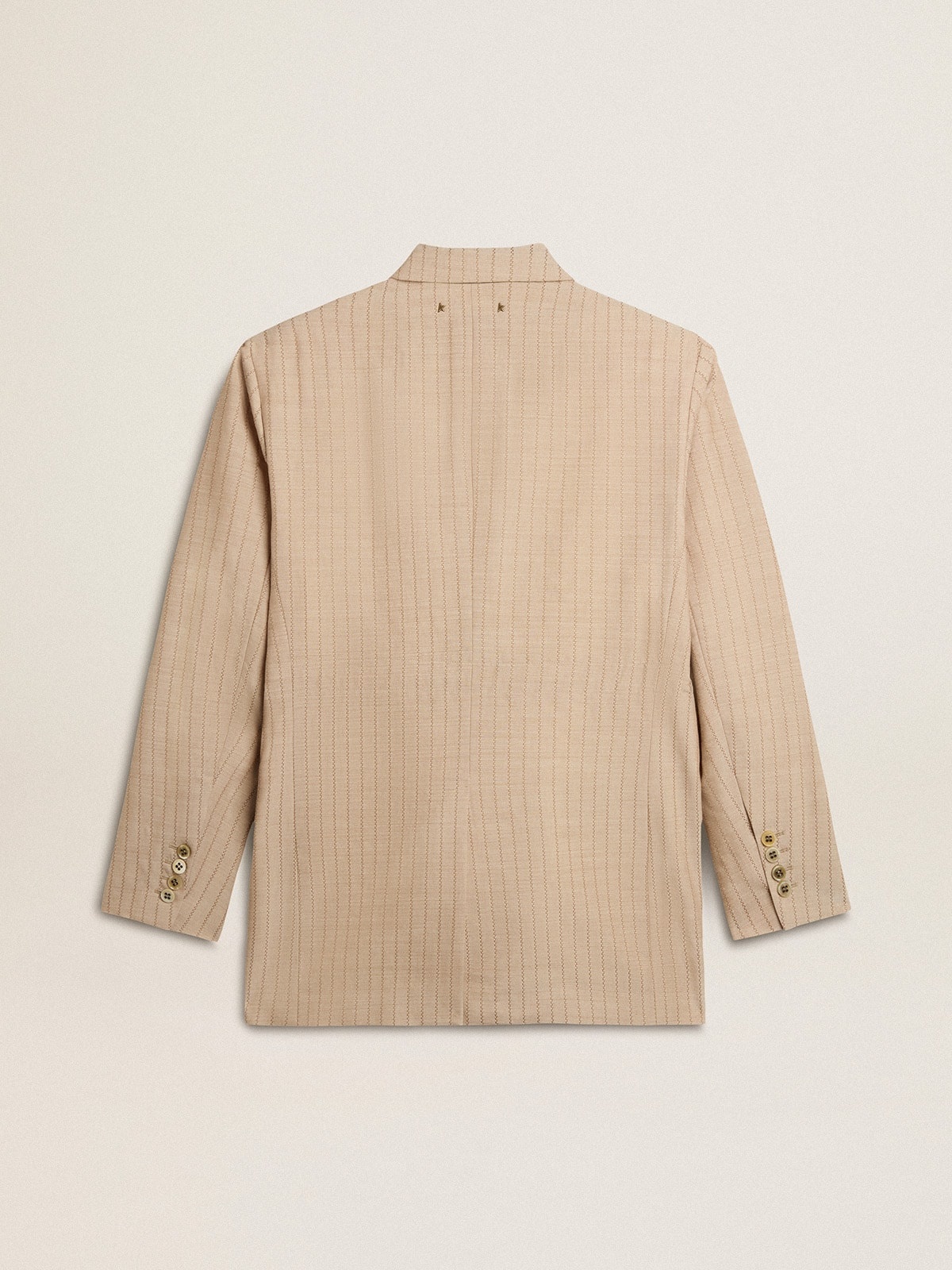 Women’s dark beige double-breasted blazer with button fastening - 6