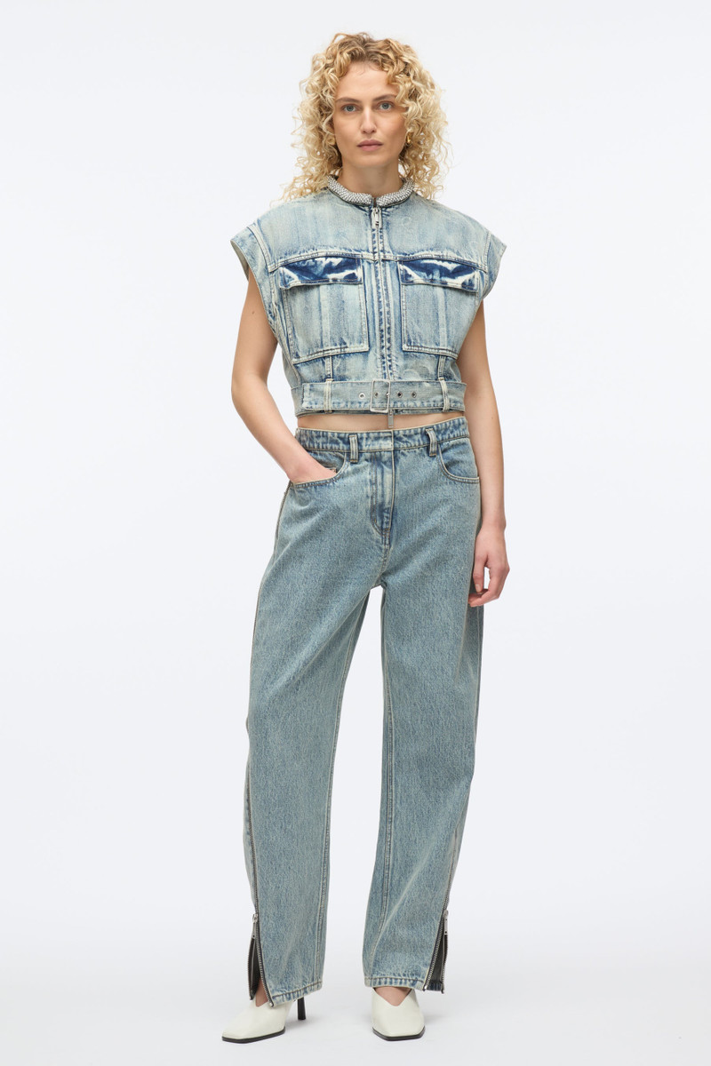 Denim Vest with Crystal Necklace 1