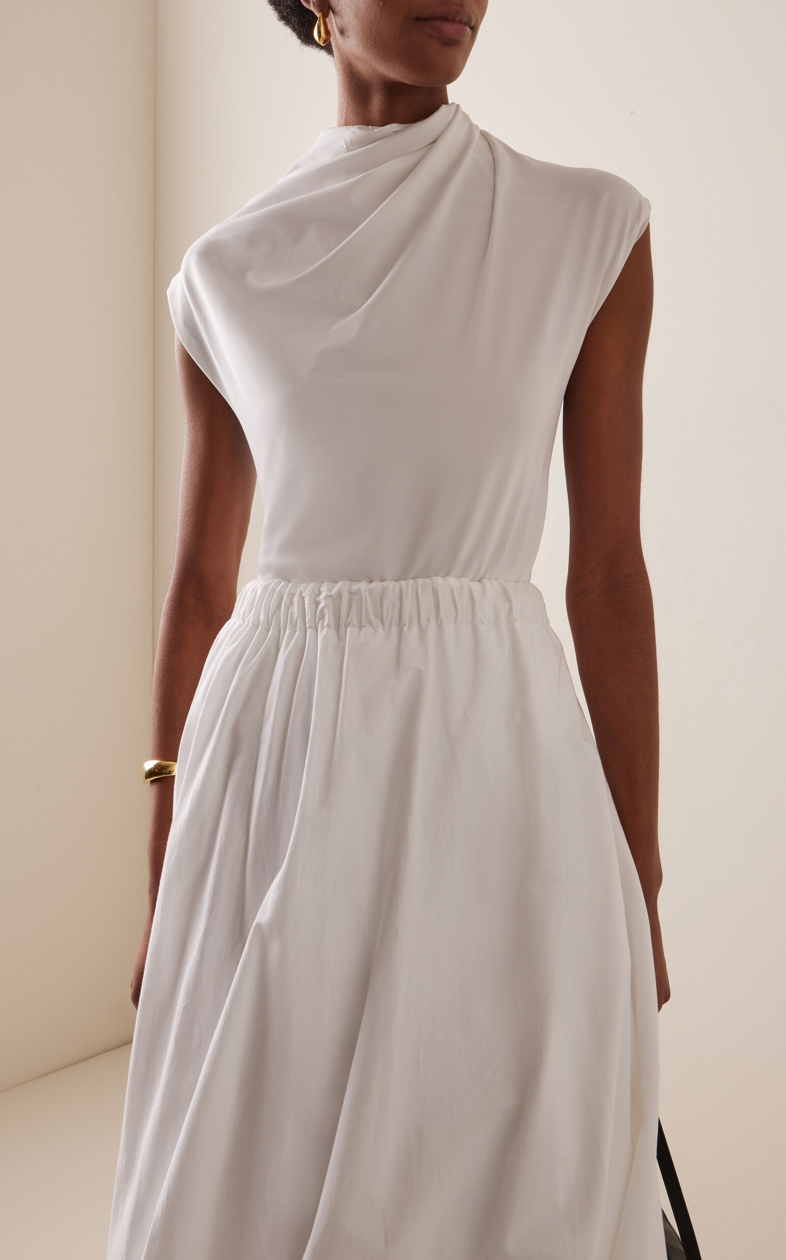 Twist-Neck Jersey Top white - 2
