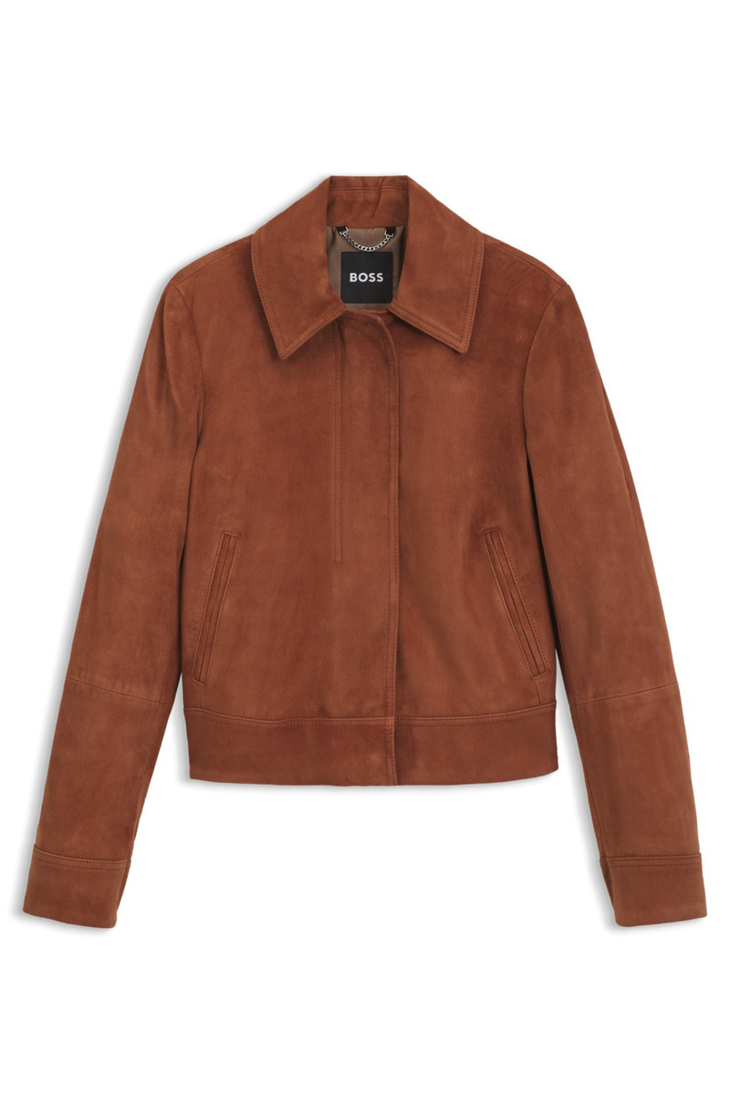 SUEDE JACKET WITH COVERED ZIPPER CLOSURE 1