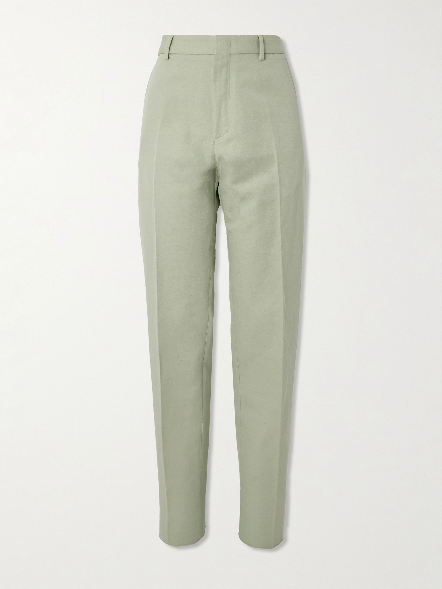 Cedric Tapered Cotton and Linen-Blend Canvas Trousers Mint - 1