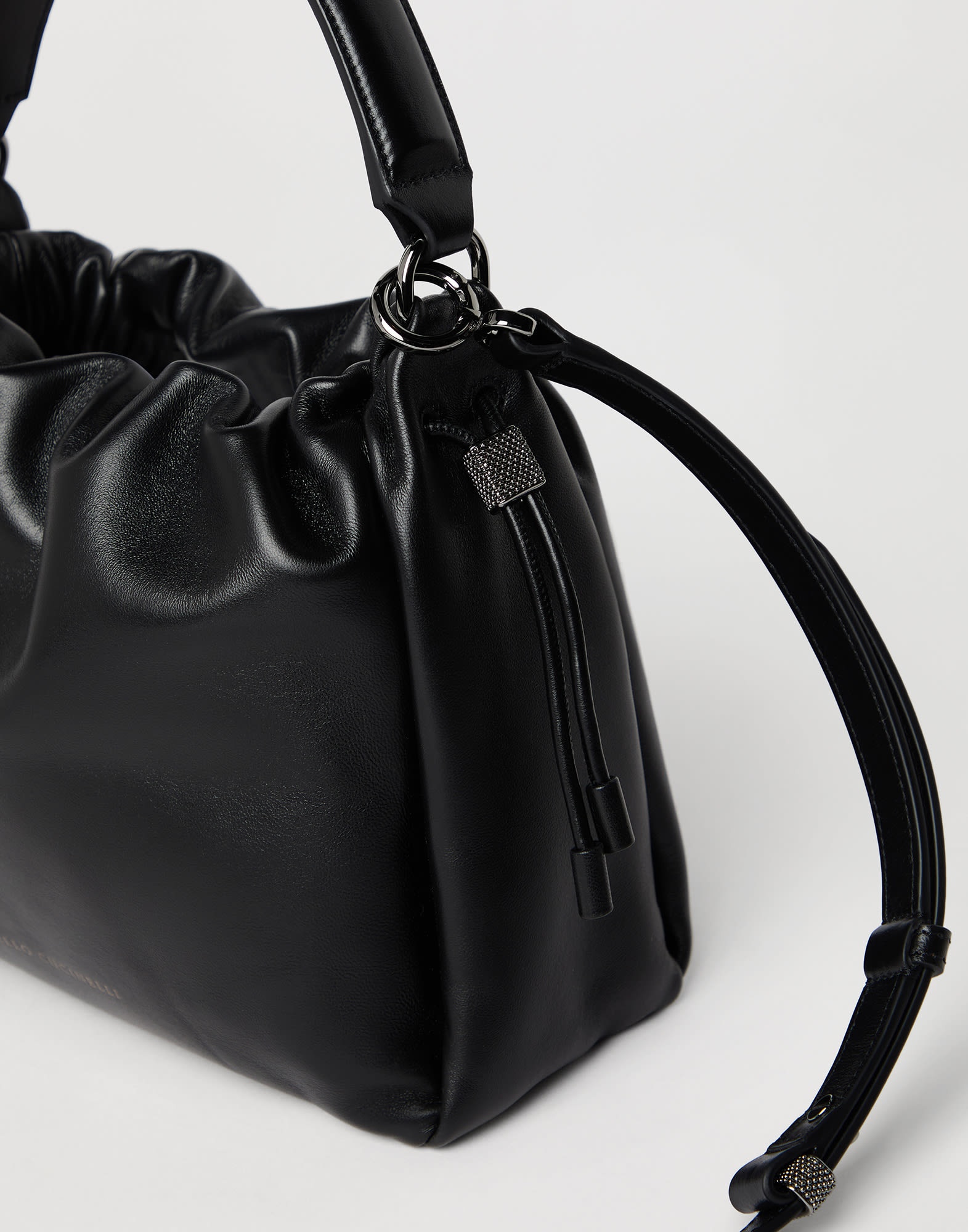 Mellow small bucket bag in soft leather with monili - 3