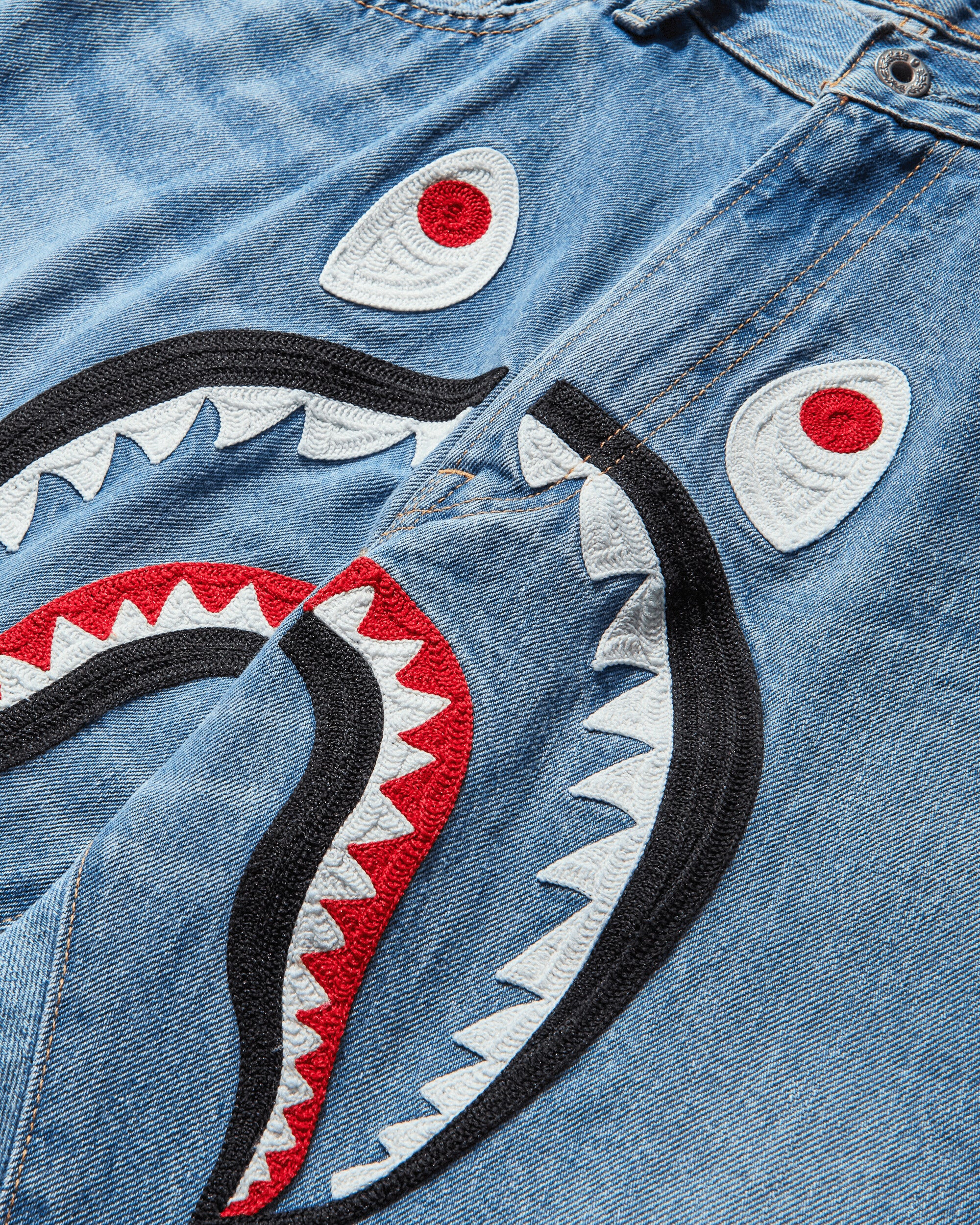 Men's Shark Loose Fit 13oz Denim Pants Indigo - 3