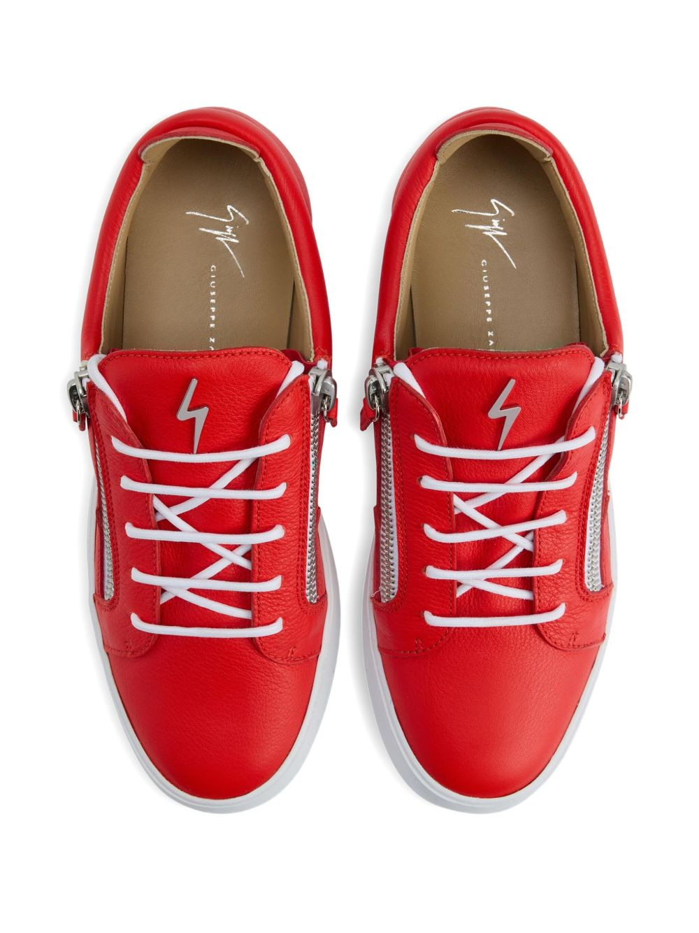 zip-detail leather low-top sneakers - 4