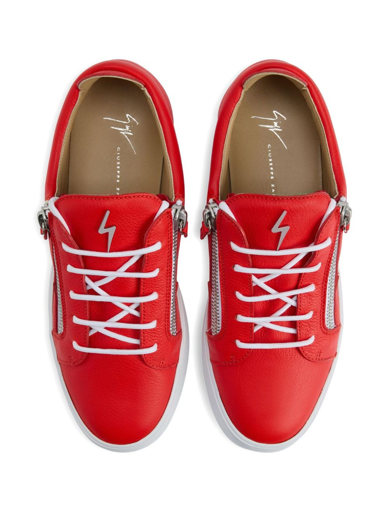 zip-detail leather low-top sneakers 4