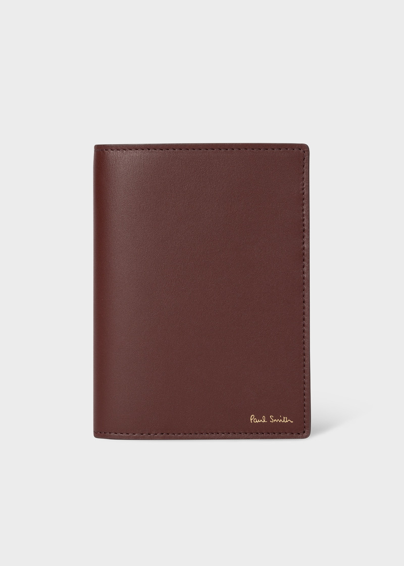 Burgundy 'Signature Stripe' Interior Leather Passport Cover 1