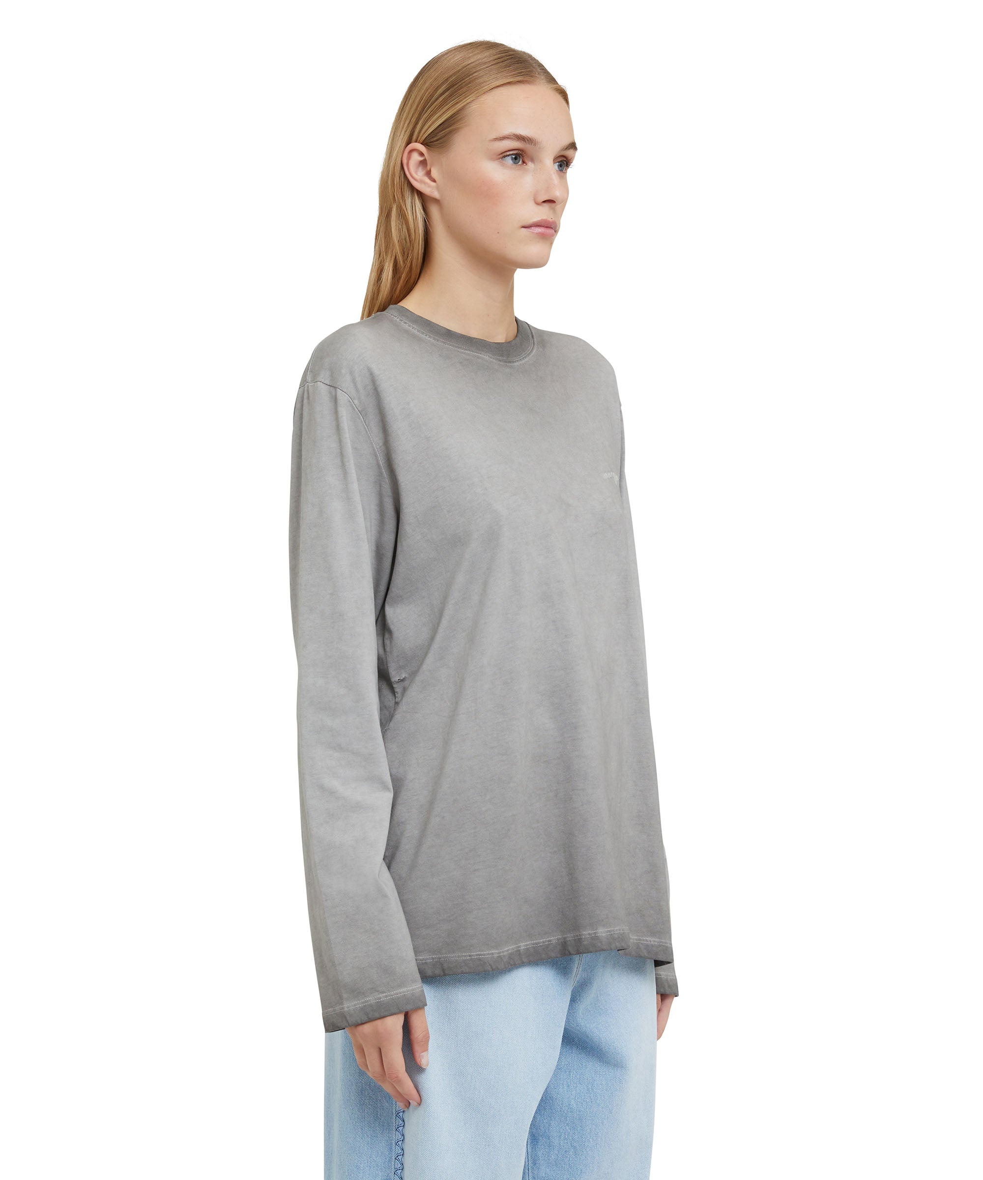 Long sleeve T-Shirt with faded treatment and embroidered logo - 4