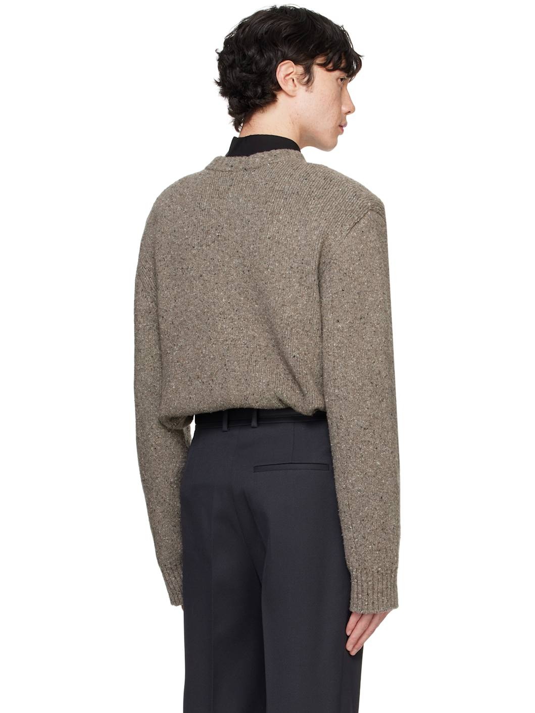 Taupe Wool Tailored Sweater - 3