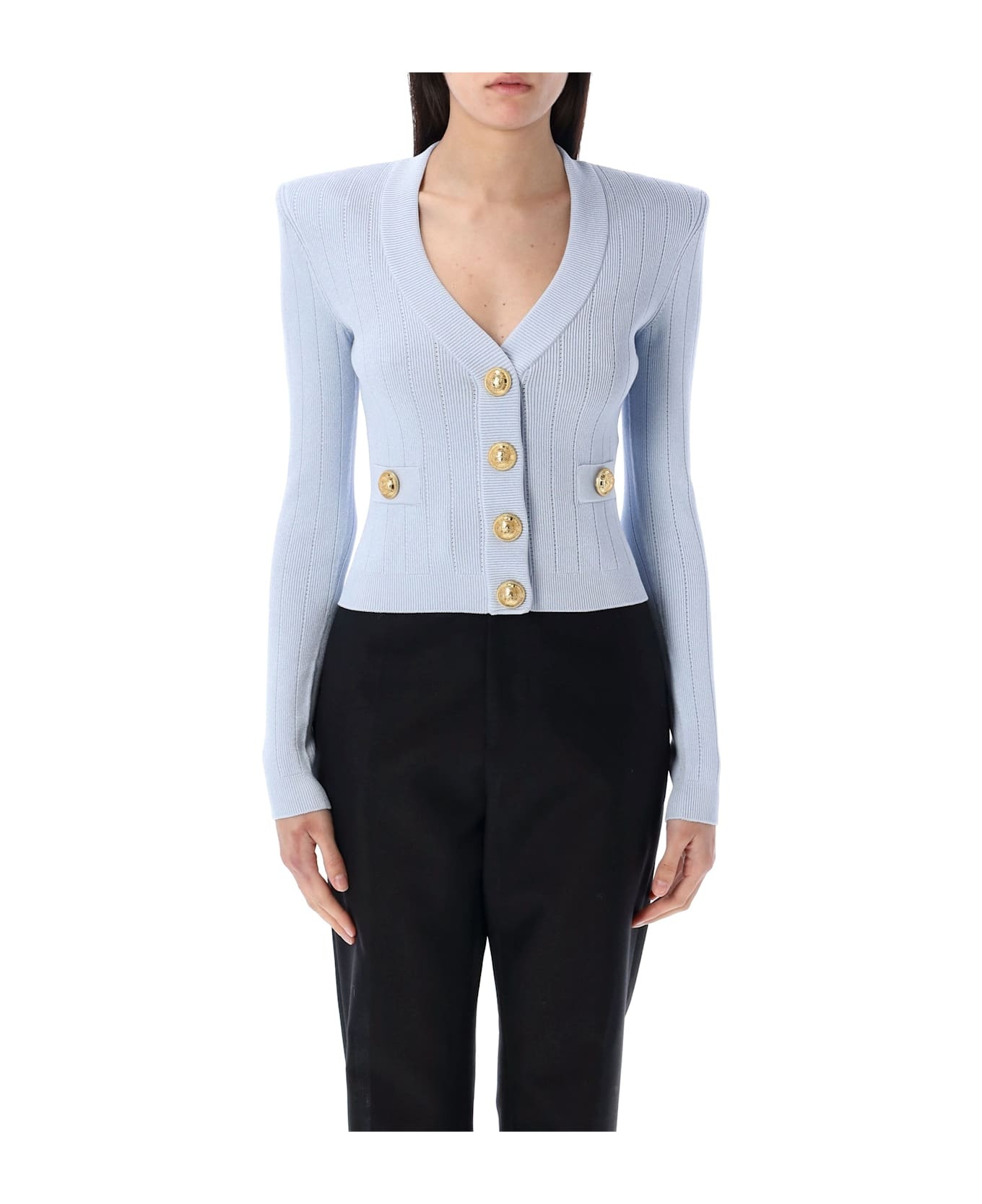 Gold Buttons Knit Cardigan - 1