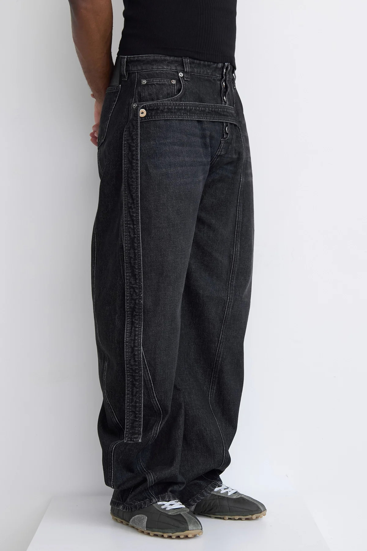 Jean Paul Gaultier Low Waist Strap Detail Jean Vintage Black - 5