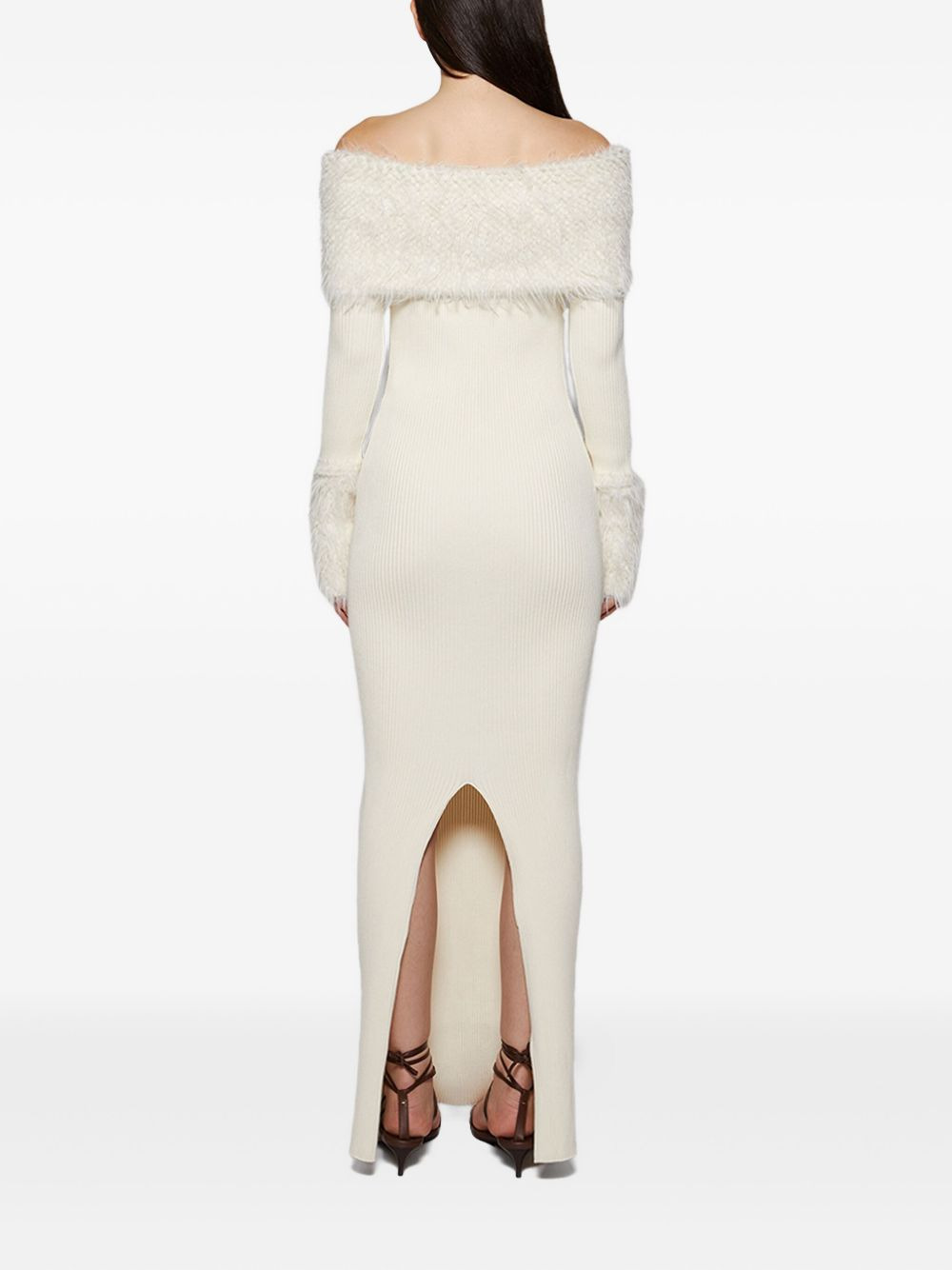 ribbed faux-fur trimmed dress - 4