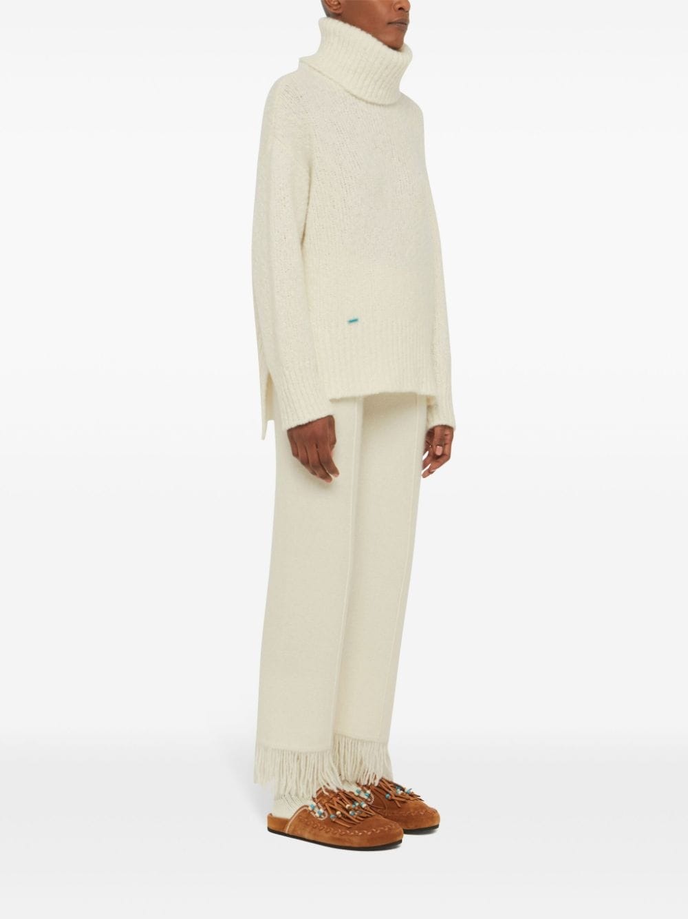 logo-plaque cashmere-silk blend jumper - 4