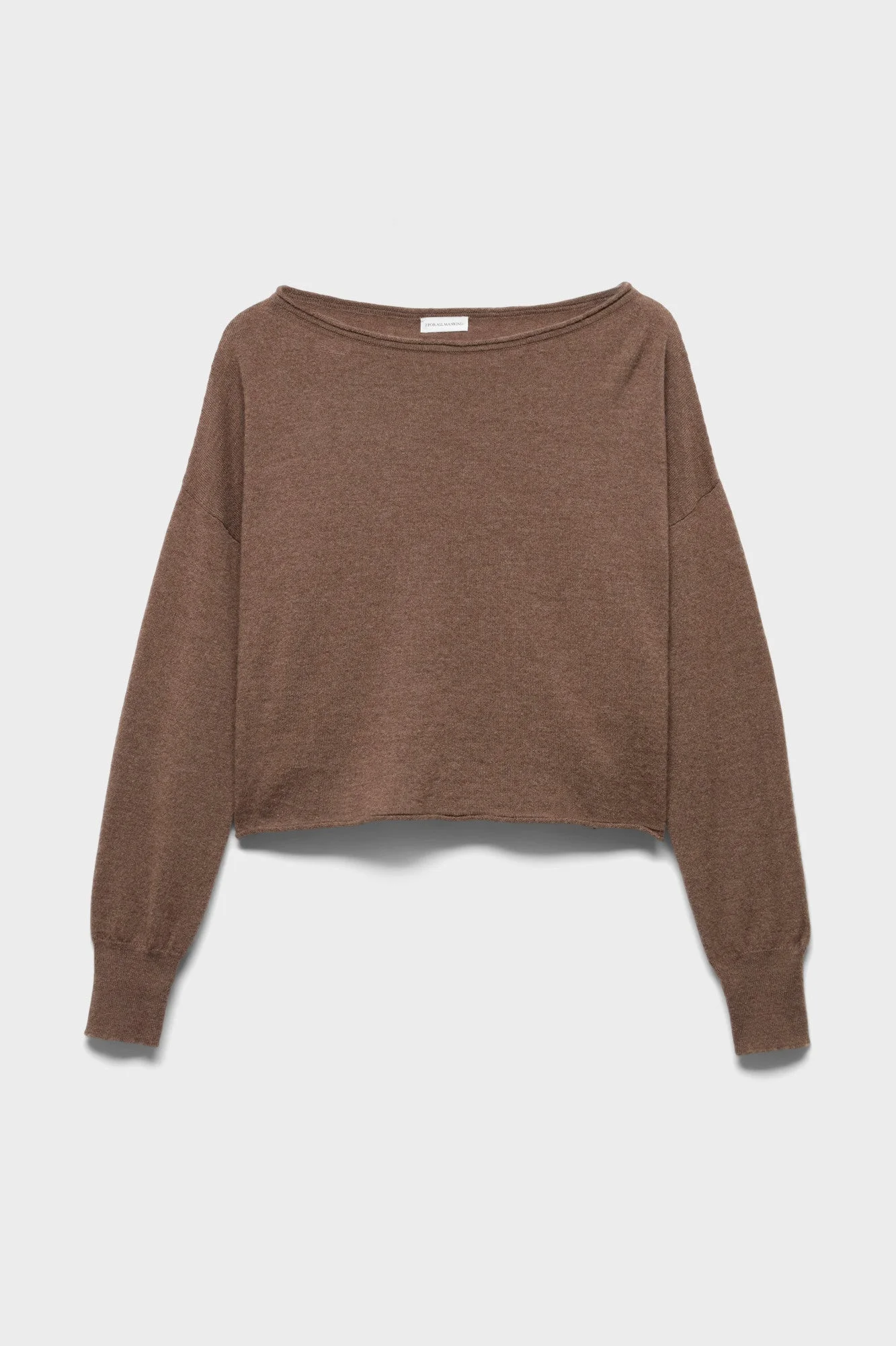 BOAT NECK CROPPED SWEATER in Wool - 1