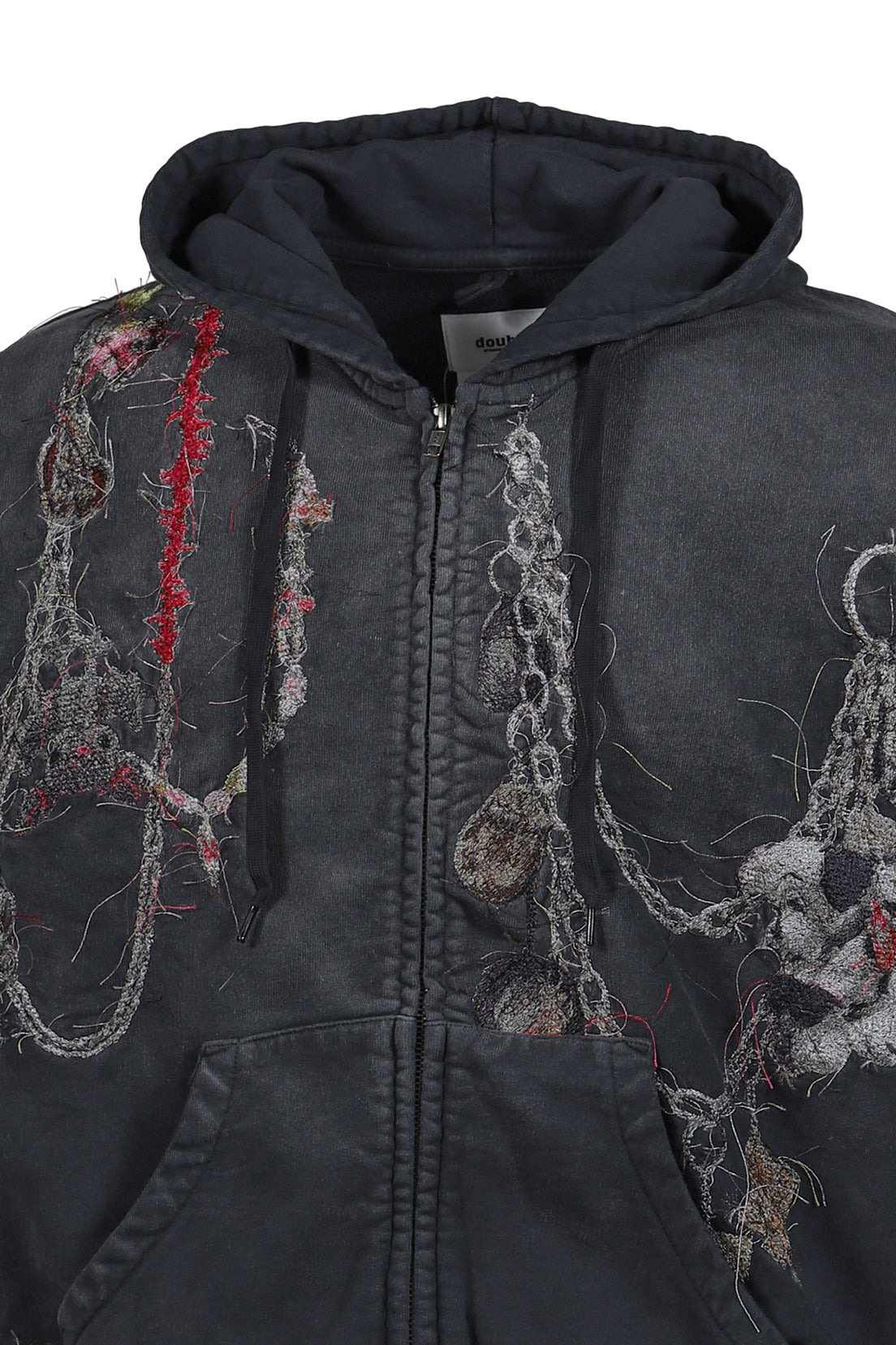 EMBROIDERED CHAIN ZIP-UP HOODIE / GRY - 9