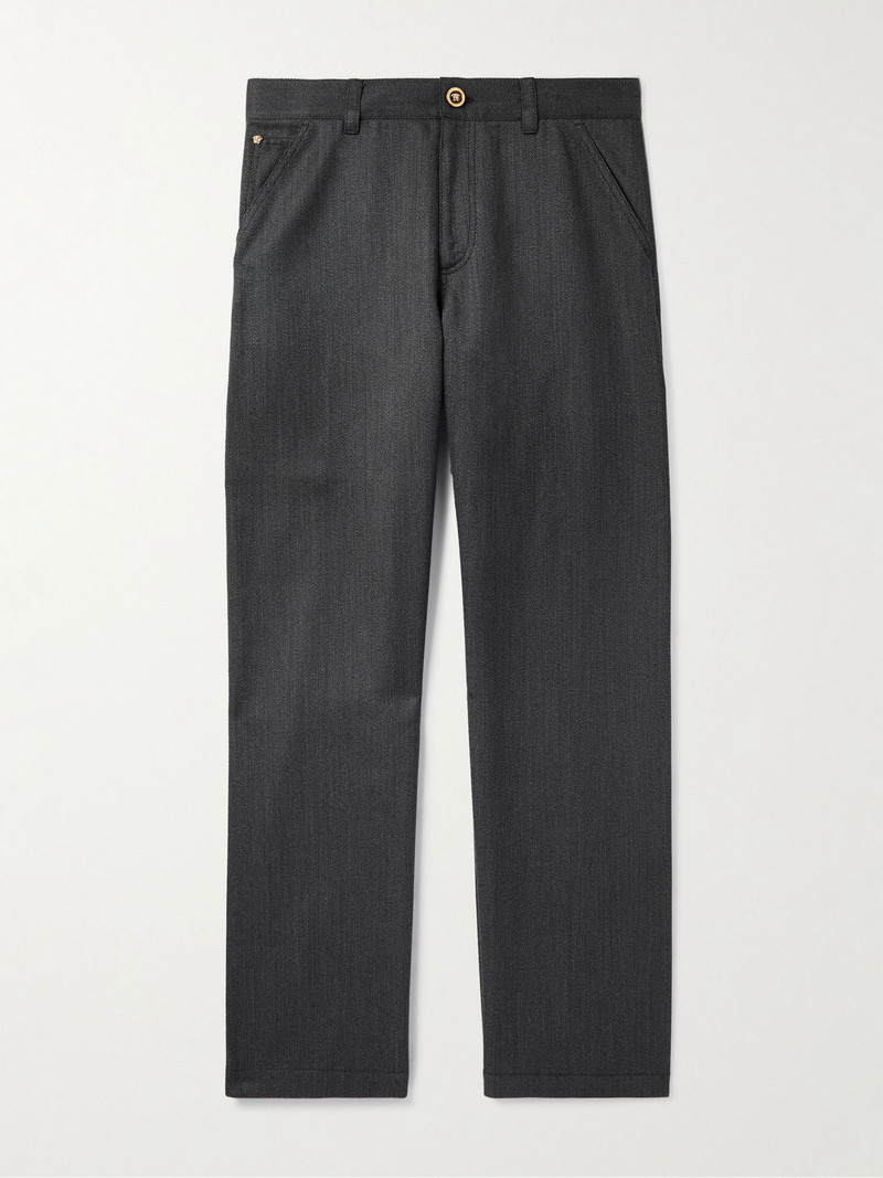 Straight-Leg Wool-Mouliné Trouser Gray 1