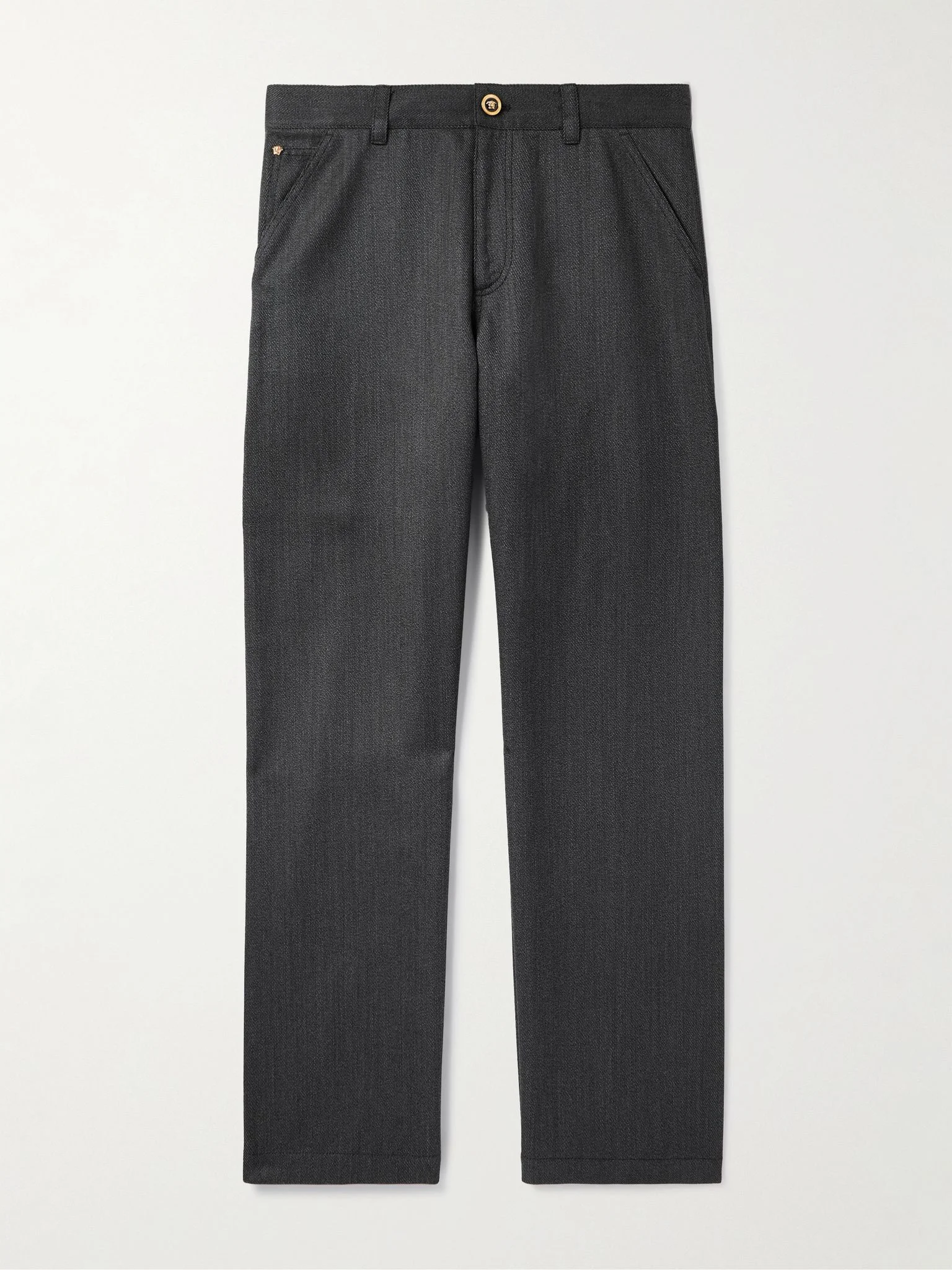 Straight-Leg Wool-Mouliné Trouser Gray - 1