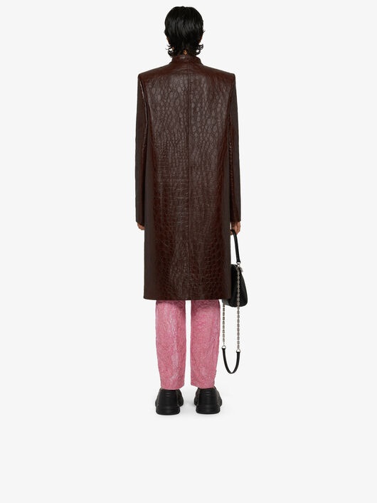 MASCULINE COAT IN CROCODILE EFFECT VINTAGE LEATHER - 4