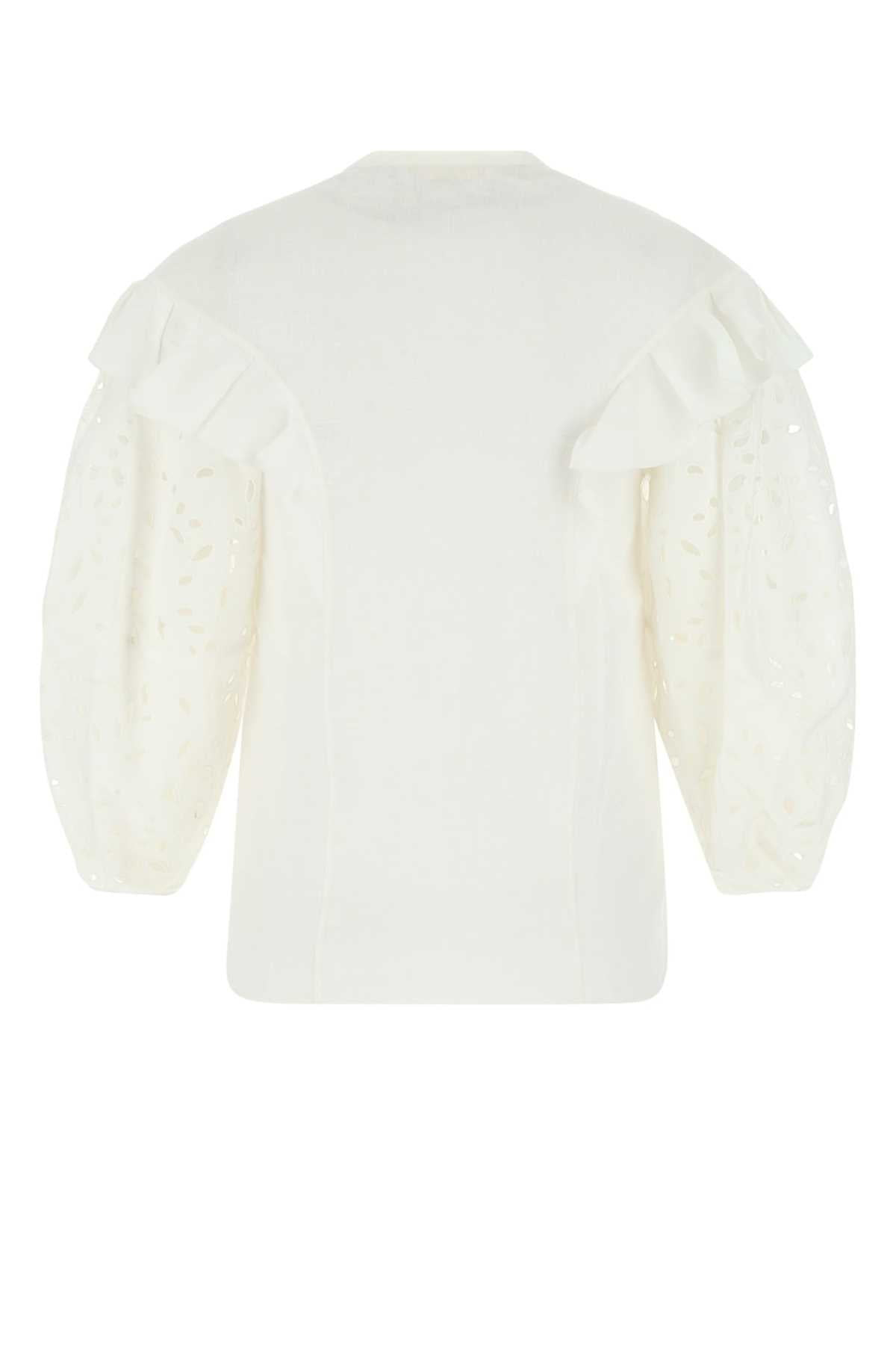 Chloe Women Ivory Linen Blouse - 2