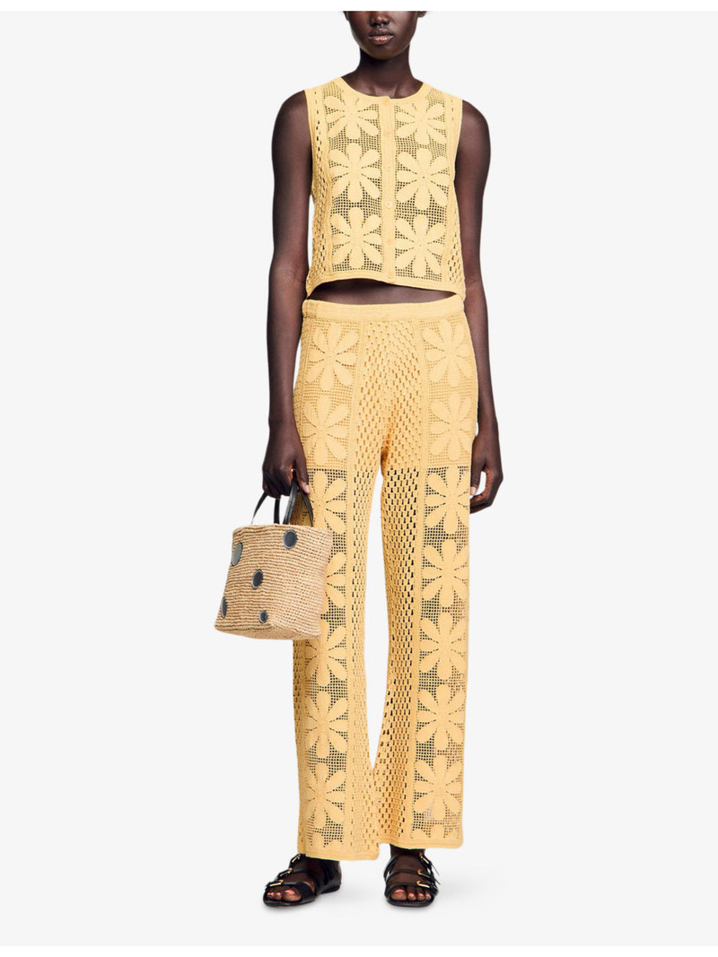 Sandro Floral-Pattern Crochet Knitted Trousers outlook