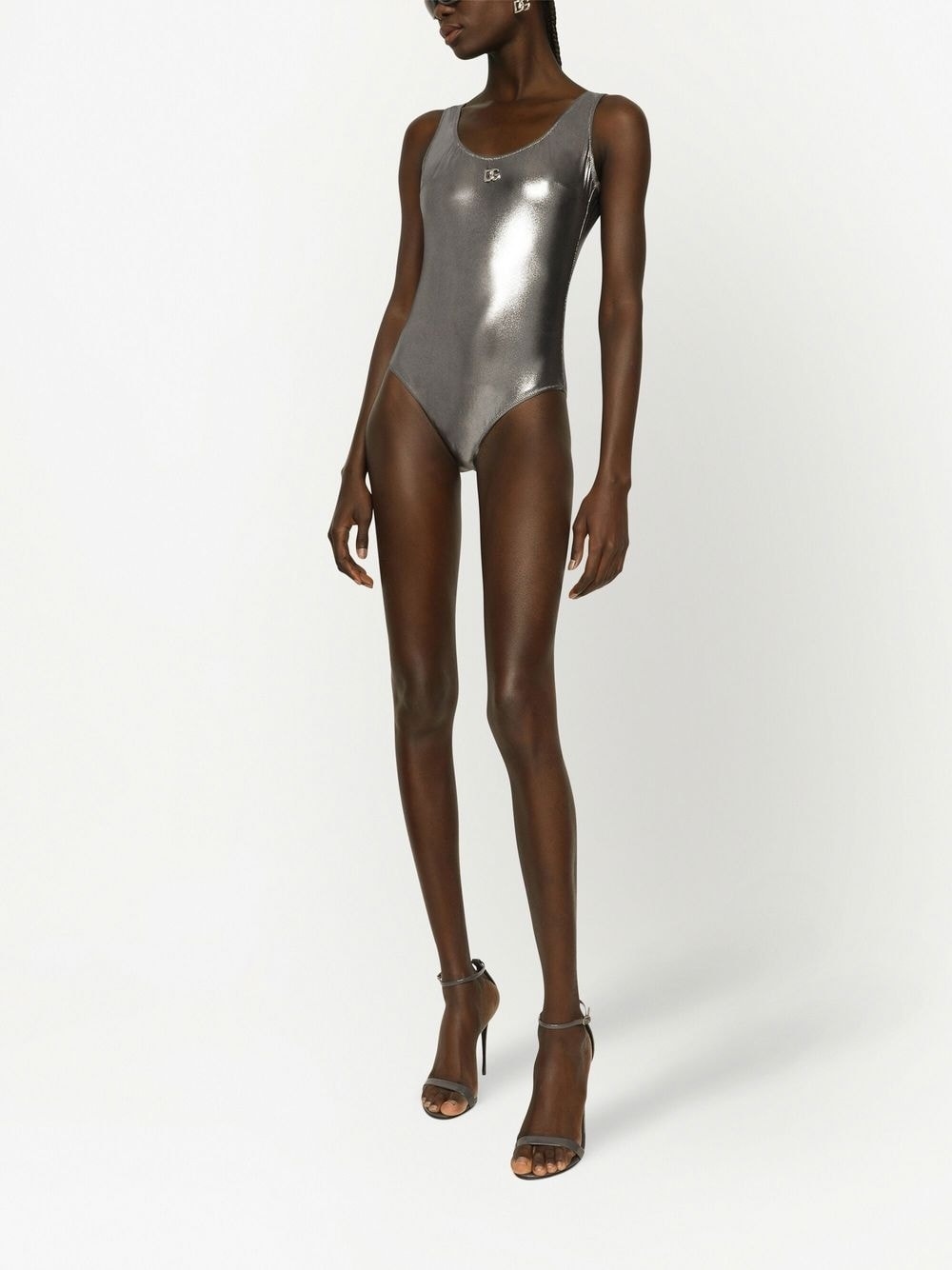 KIM DOLCE&GABBANA metallic U-neck swimsuit - 2