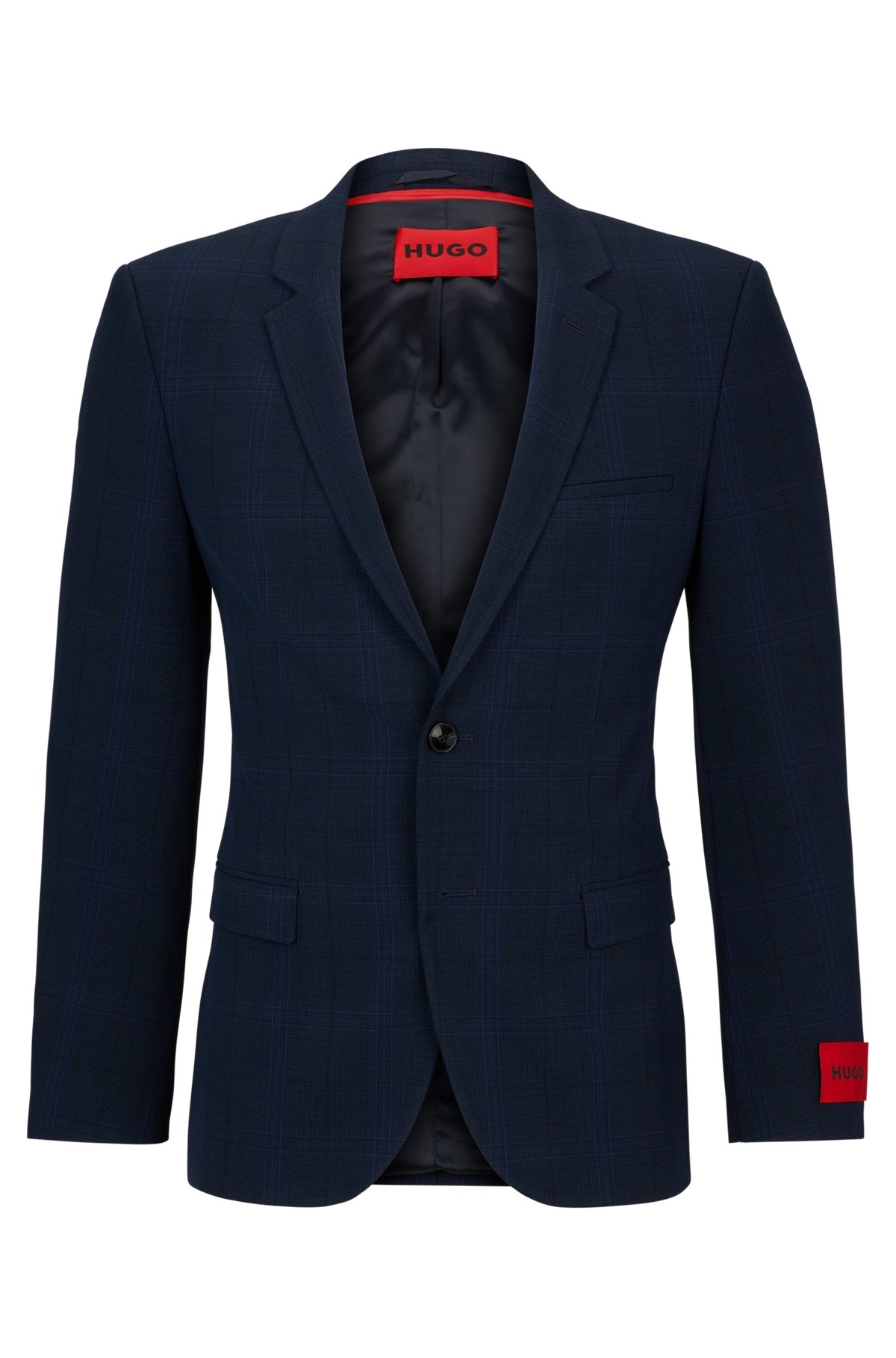 EXTRA-SLIM-FIT JACKET IN CHECKED PERFORMANCE-STRETCH FABRIC - 1