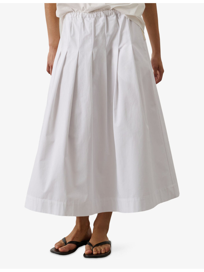 Amalia Pleated Cotton Midi Skirt 3
