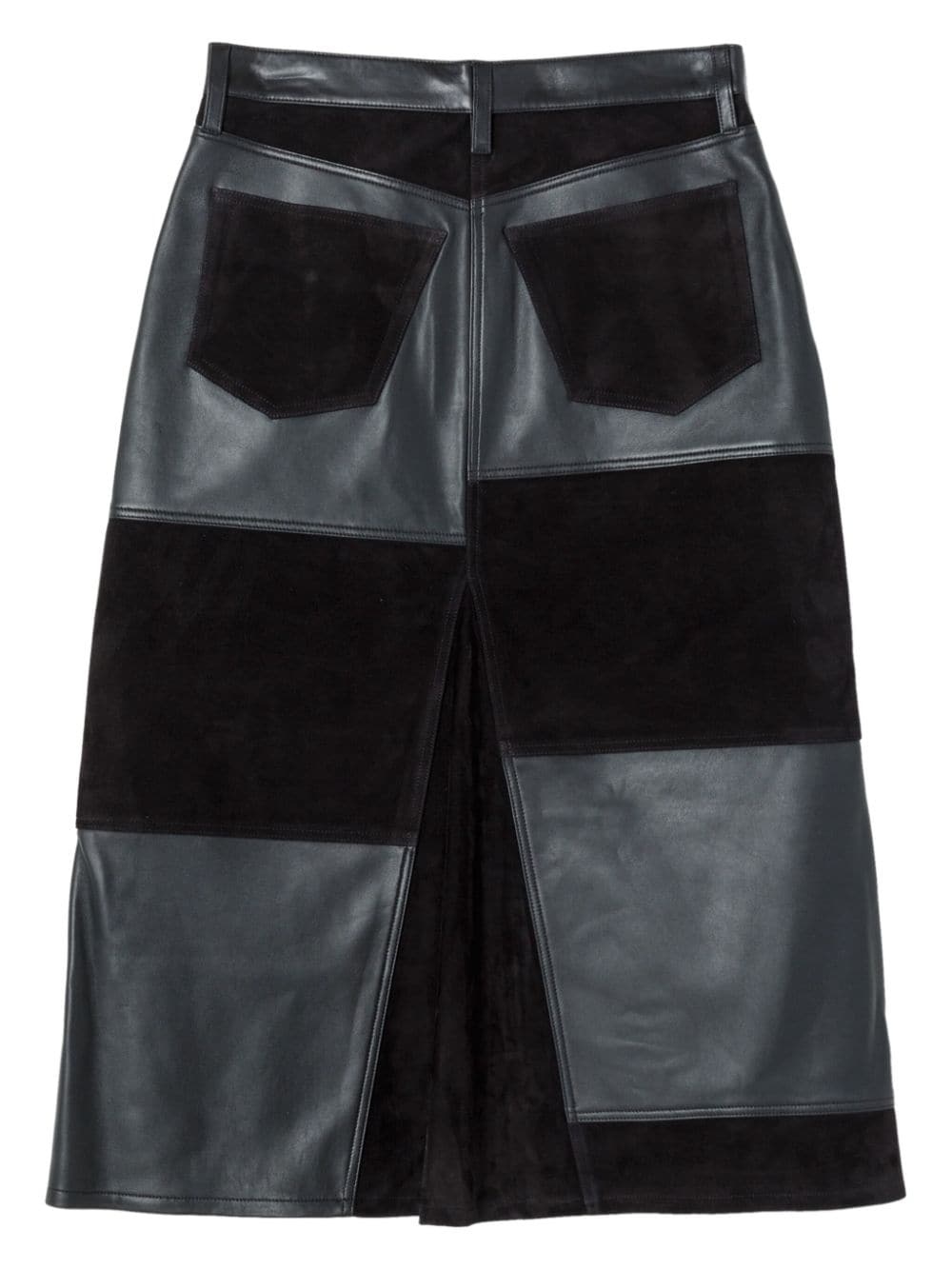 mid-rise leather patchwork skirt - 2
