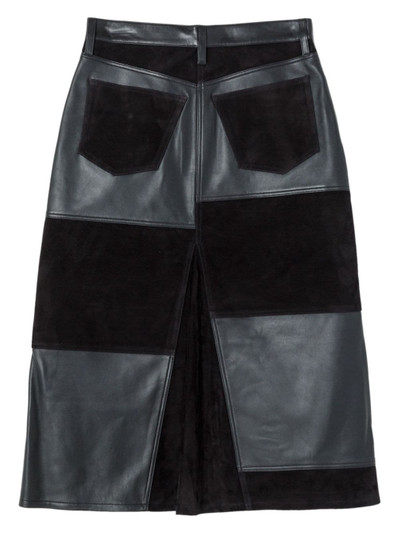 RE/DONE mid-rise leather patchwork skirt outlook