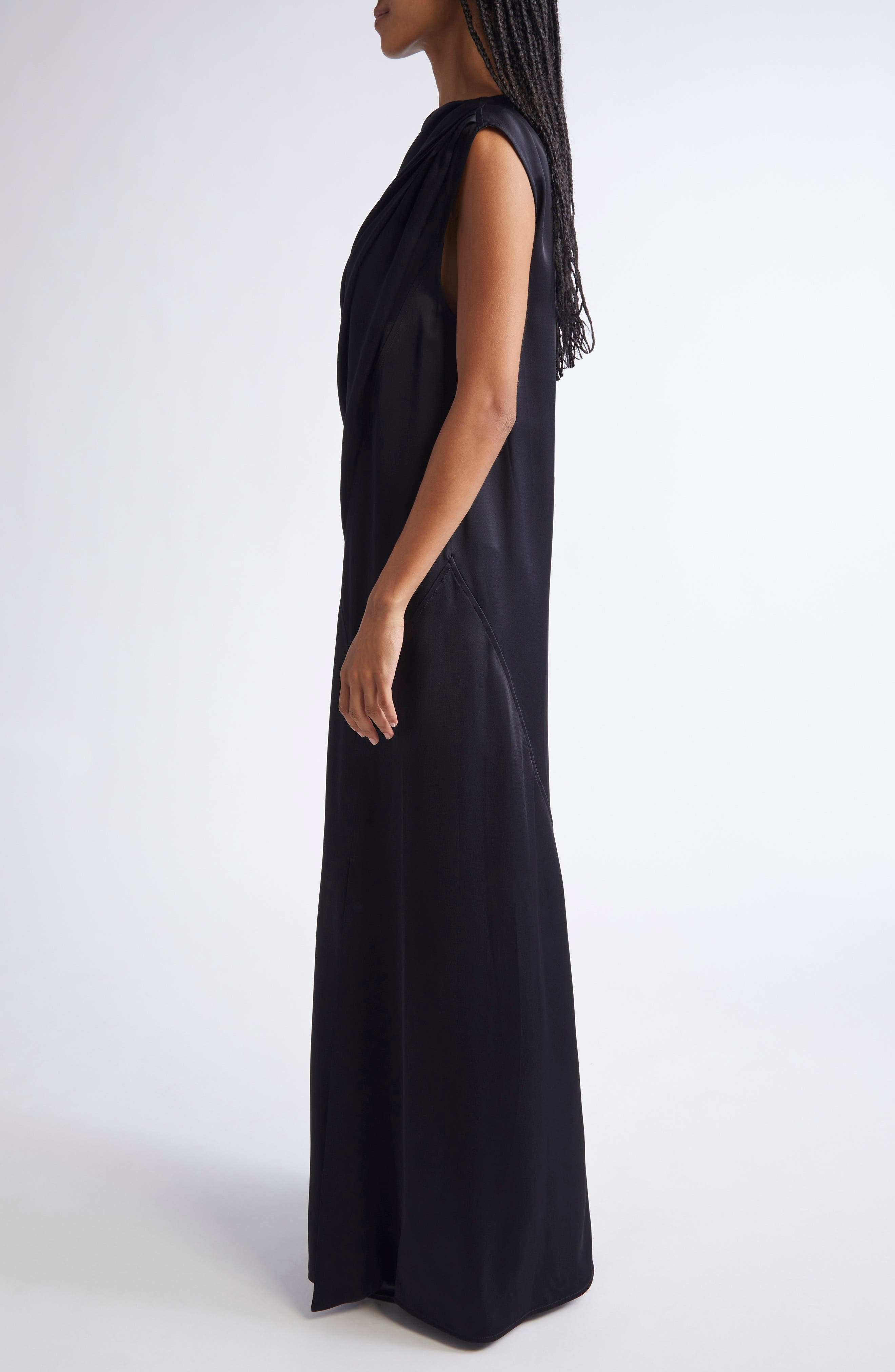 Jil Sander Asymmetric Draped Sleeveless Dress in Black at Nordstrom - 3