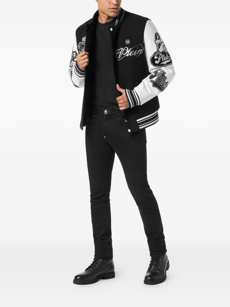 PHILIPP PLEIN eagle-embellished varsity bomber jacket outlook