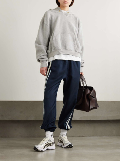 Moncler Embroidered grosgrain-trimmed jersey tapered track pants outlook