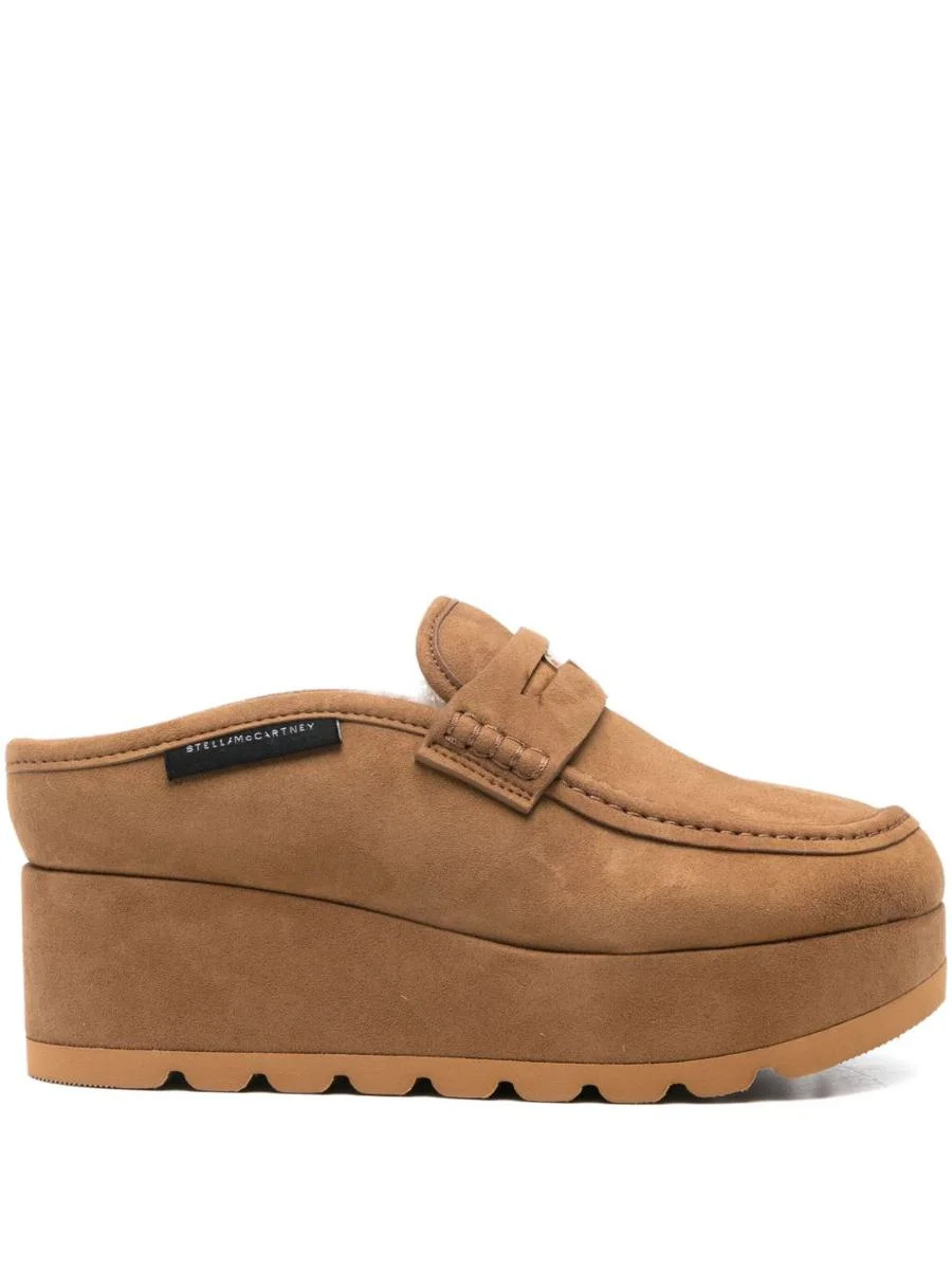 Stella McCartney Beige Suede Wedge Loafers - 1