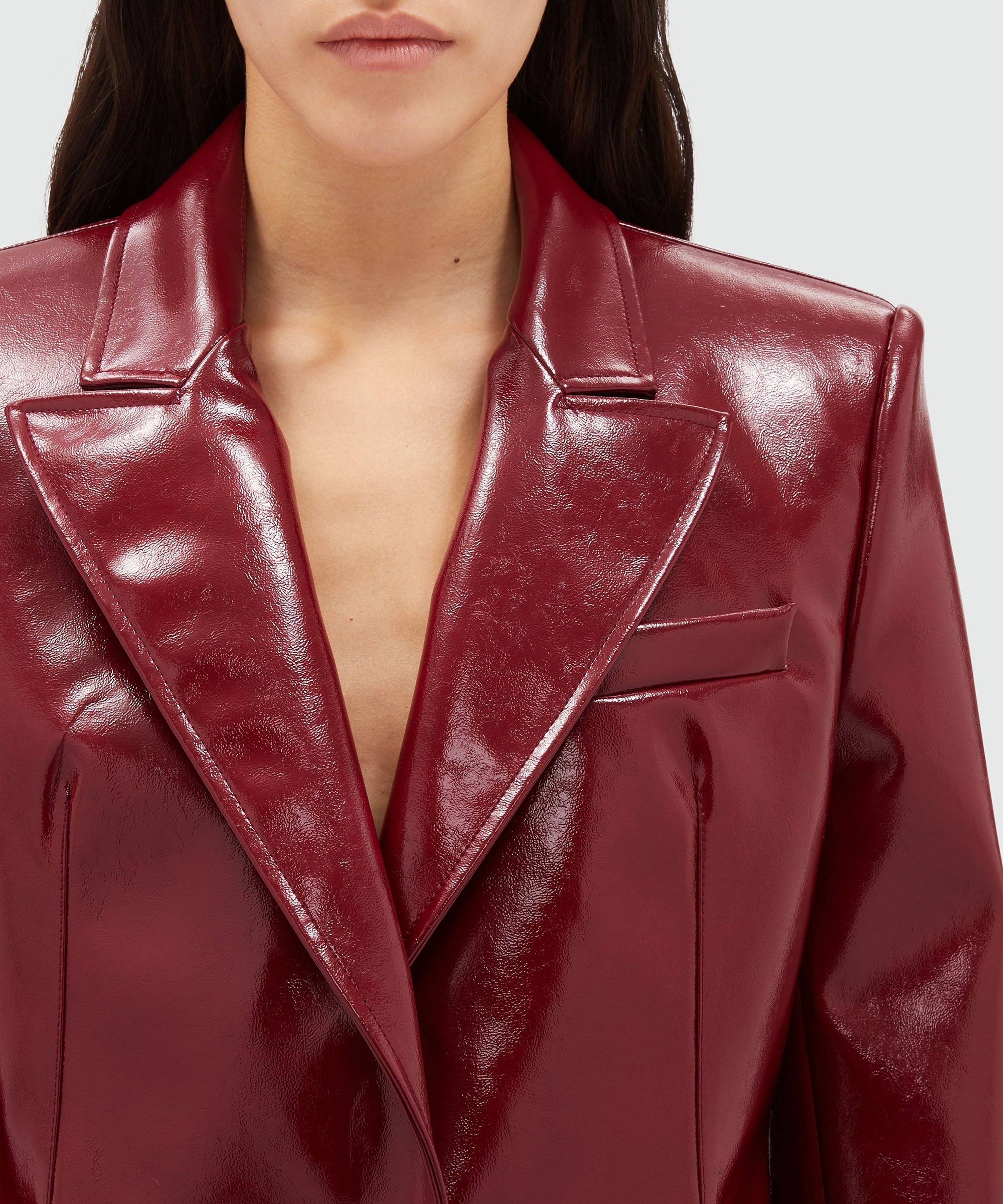 Red patent leather single-breasted jacket - 5