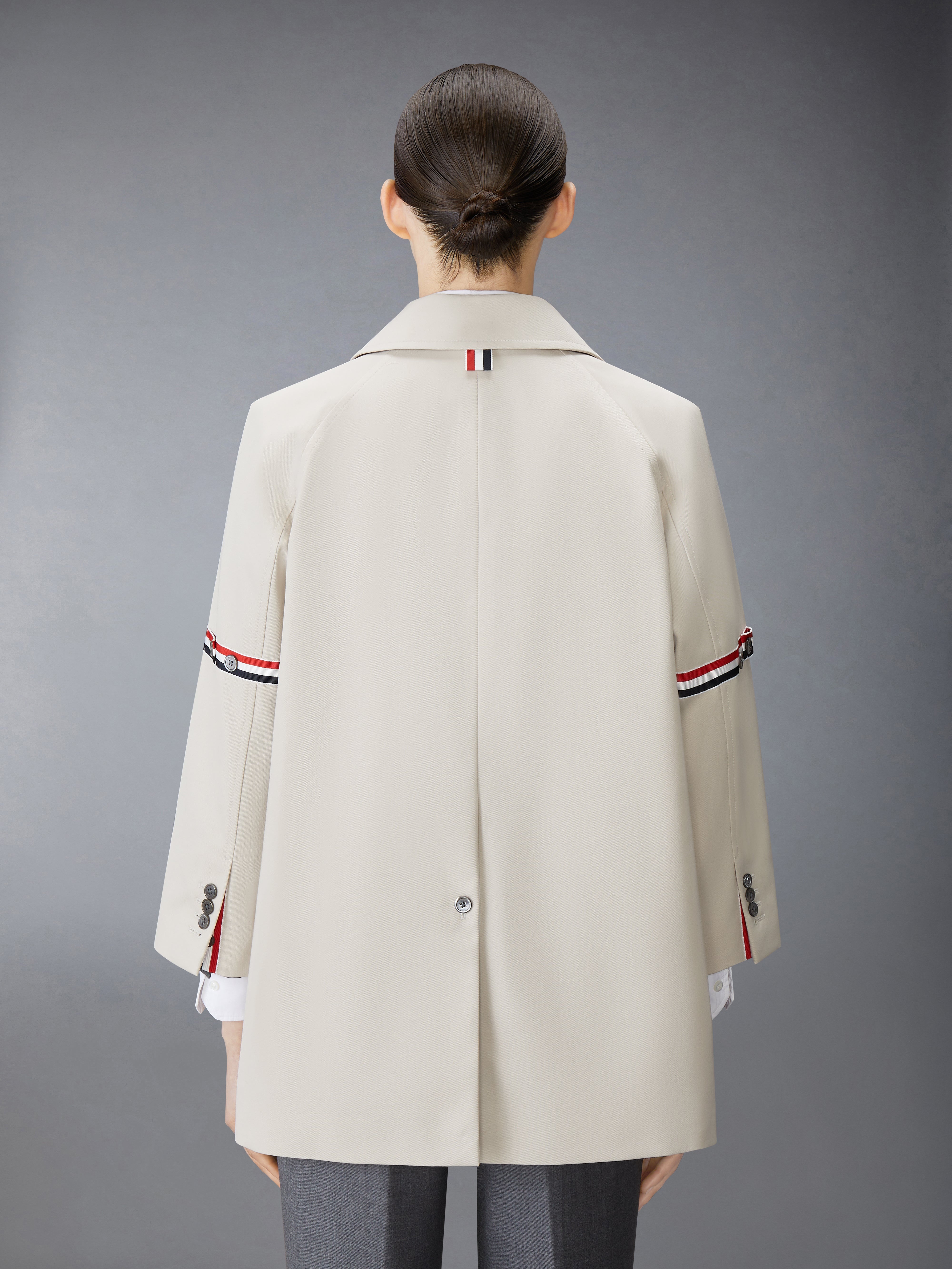 COTTON TWILL ARMBAND CROPPED CAR COAT - 4