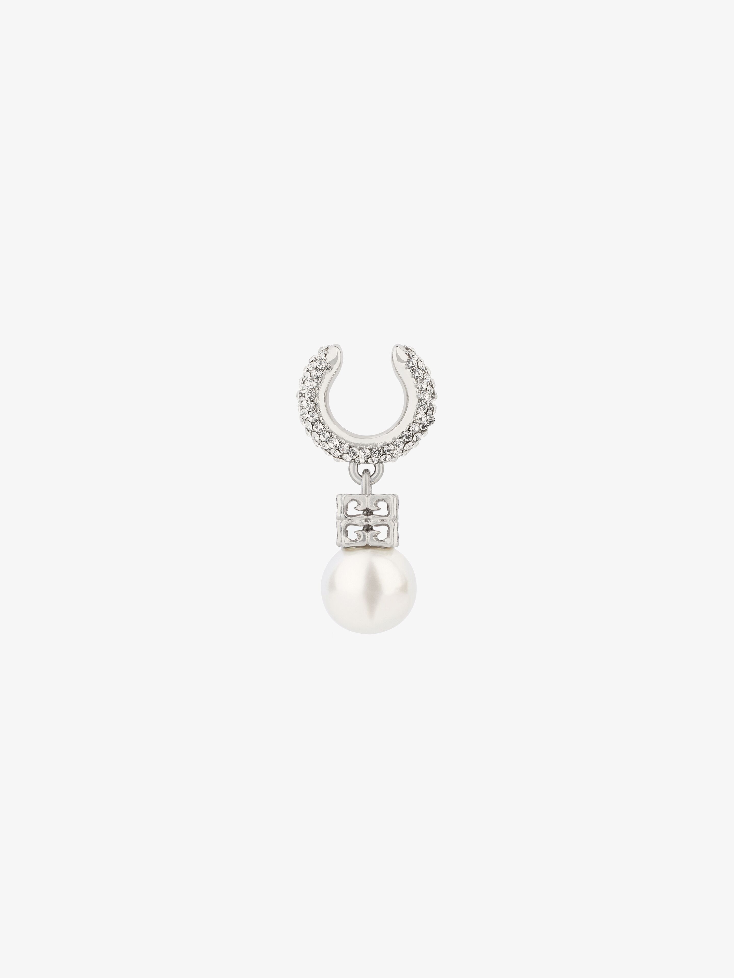 PEARL EARCUFF IN METAL WITH CRYSTALS - 5