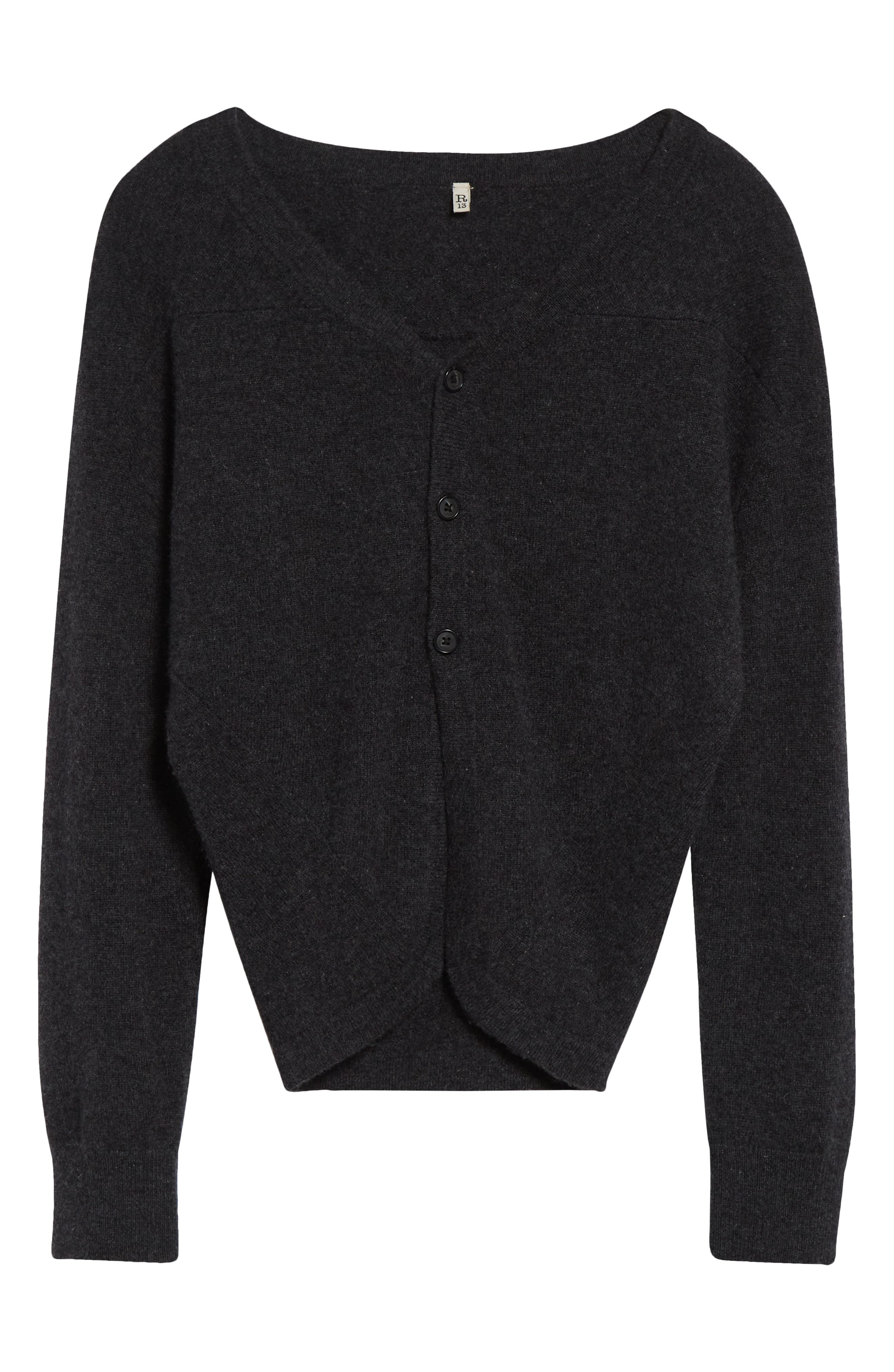 R13 Wrap Around Cashmere Cardigan in Charcoal at Nordstrom - 6