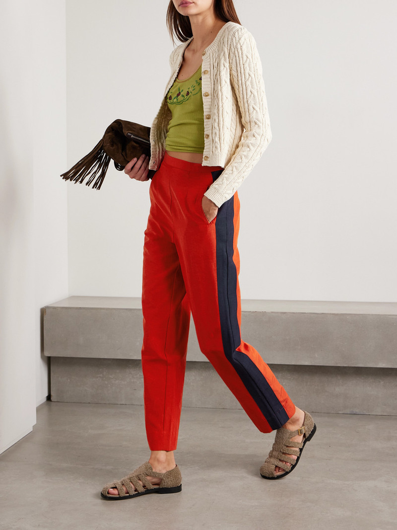 BODE Waterfront Cropped Striped Crepe Straight-leg Pants outlook