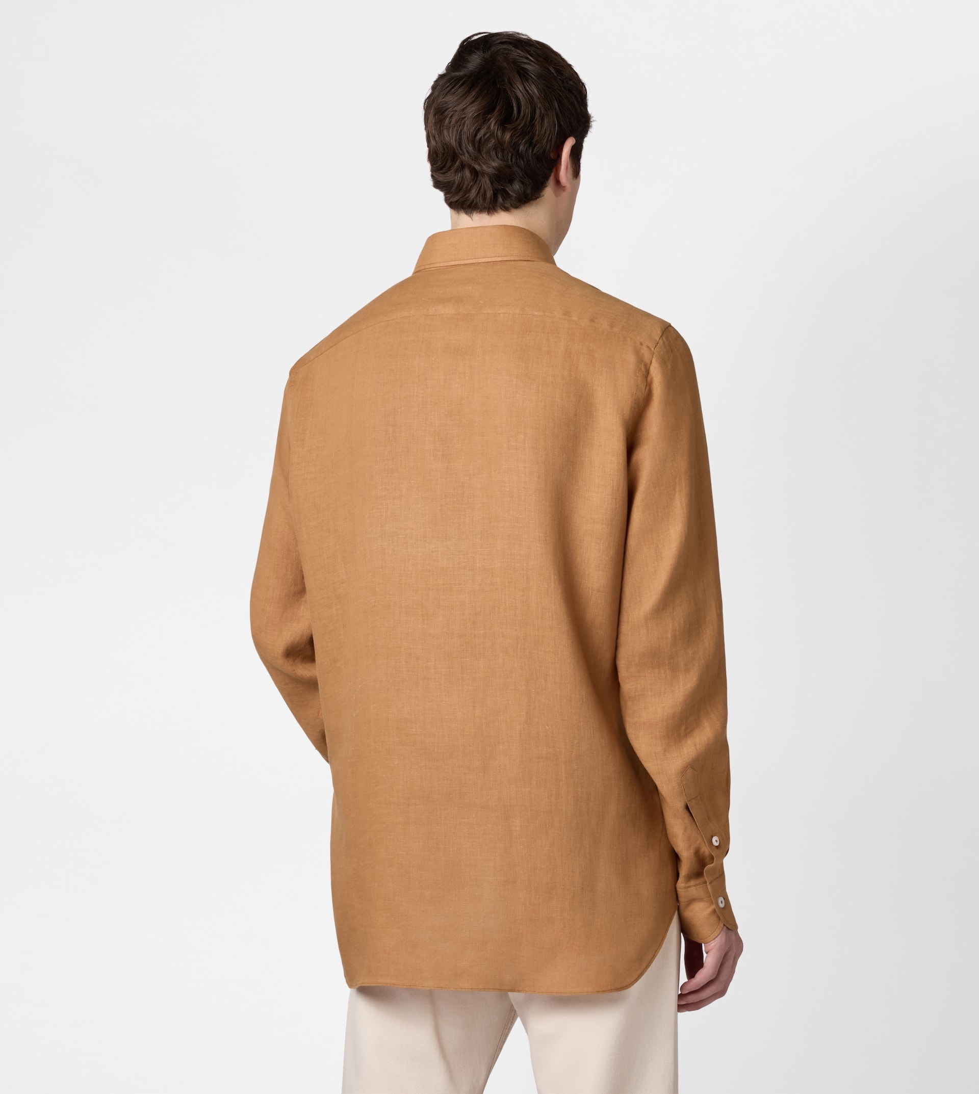 BUTTON DOWN SHIRT IN LINEN - ORANGE - 3
