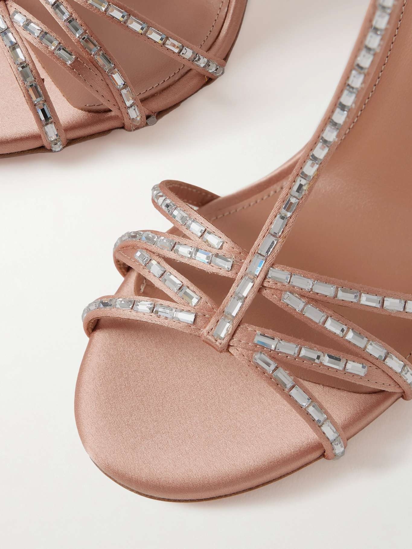 Forever More 105 crystal-embellished satin sandals Neutral - 4