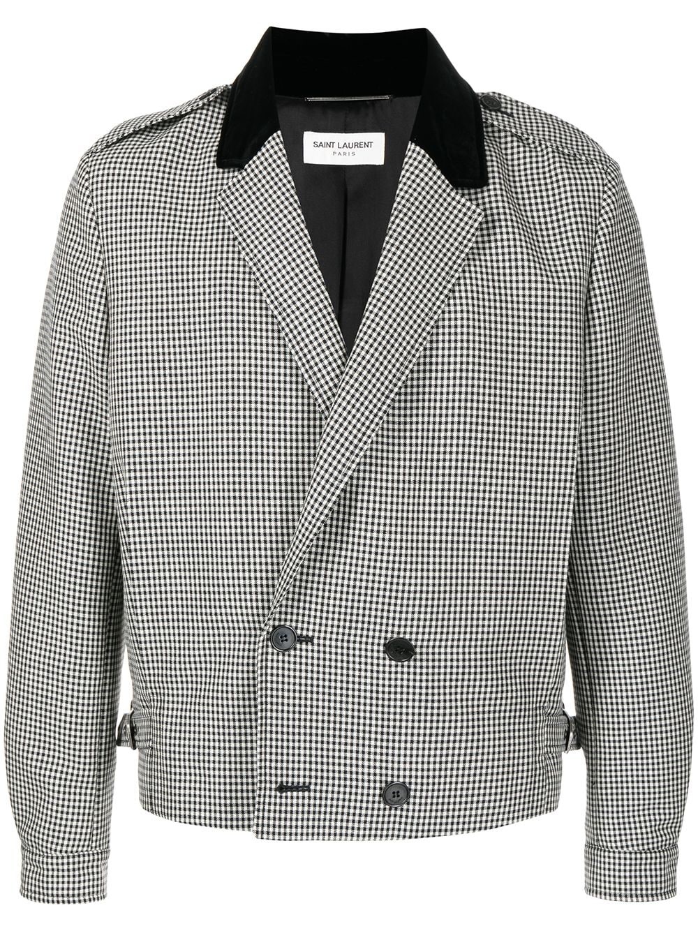 double-breasted gingham blazer - 1