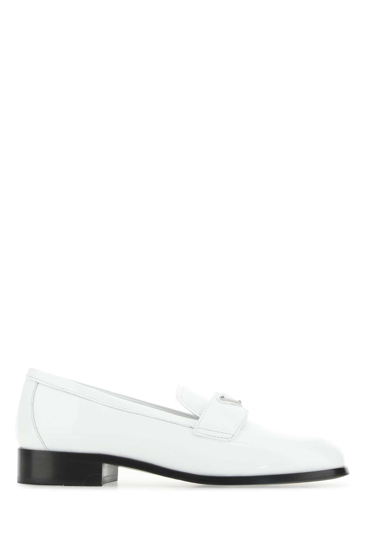 Prada Women White Leather Loafers - 1