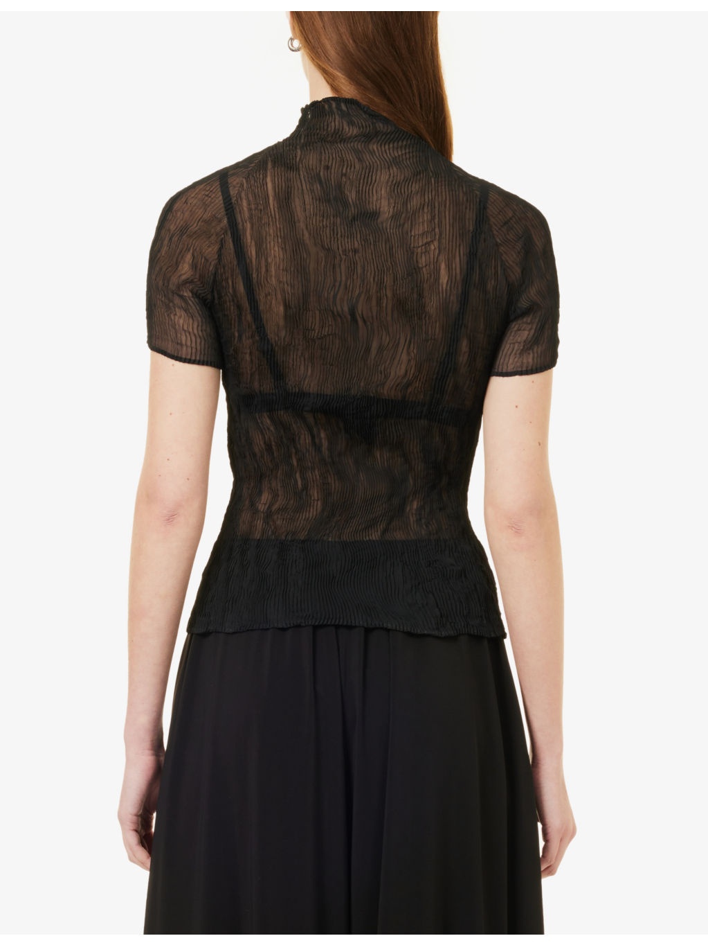 Chiffon high-neck knitted top - 4
