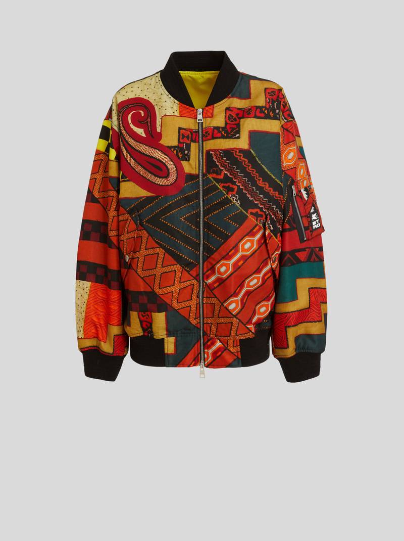 PATCHWORK BOMBER WITH GEOMETRICC PATTERNS 1