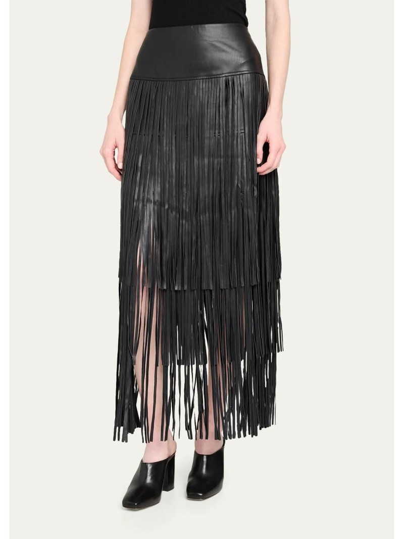 Karoline Faux-Leather Fringe Maxi Skirt 4