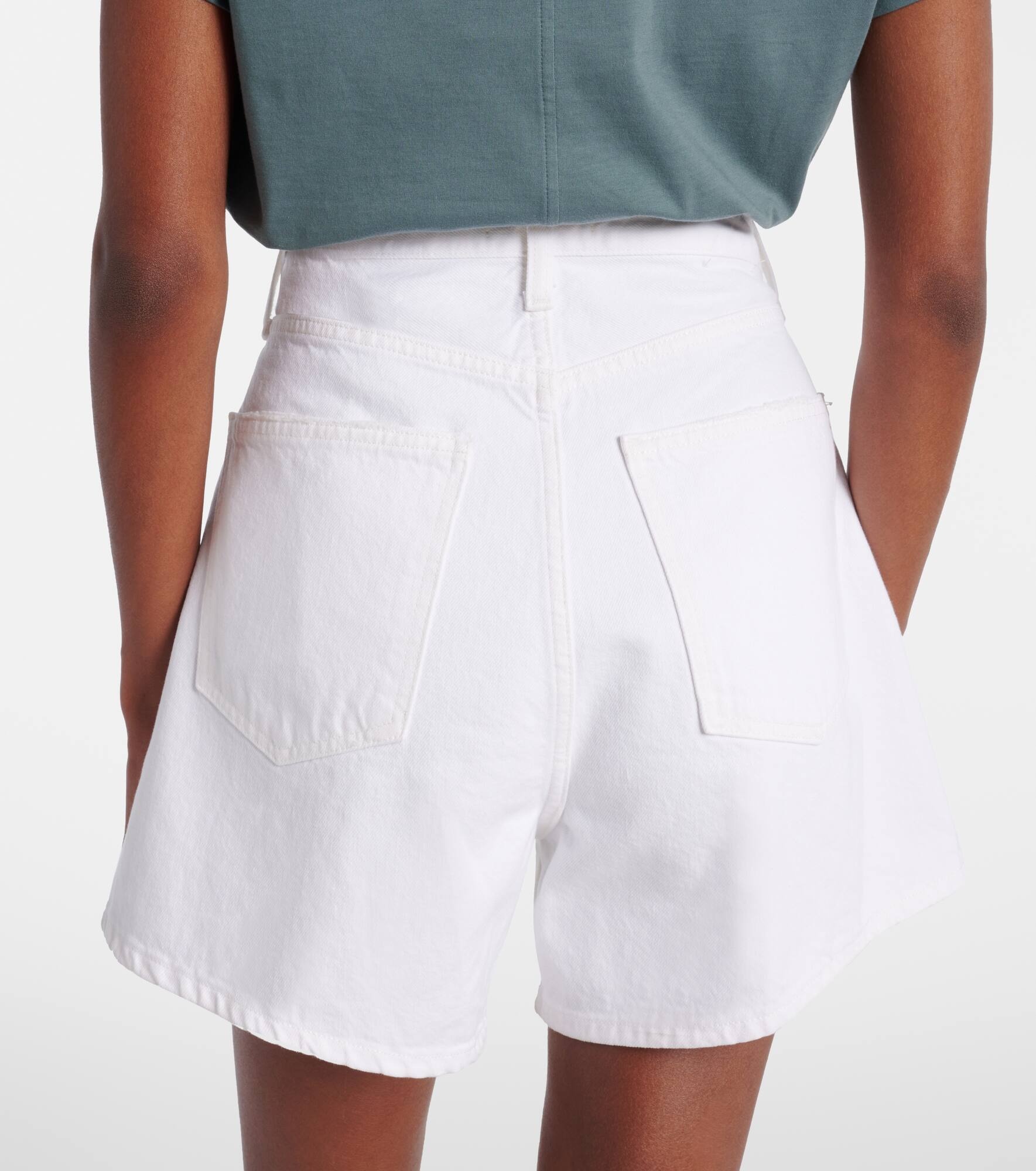 Rhoda pleated high-rise denim shorts - 5