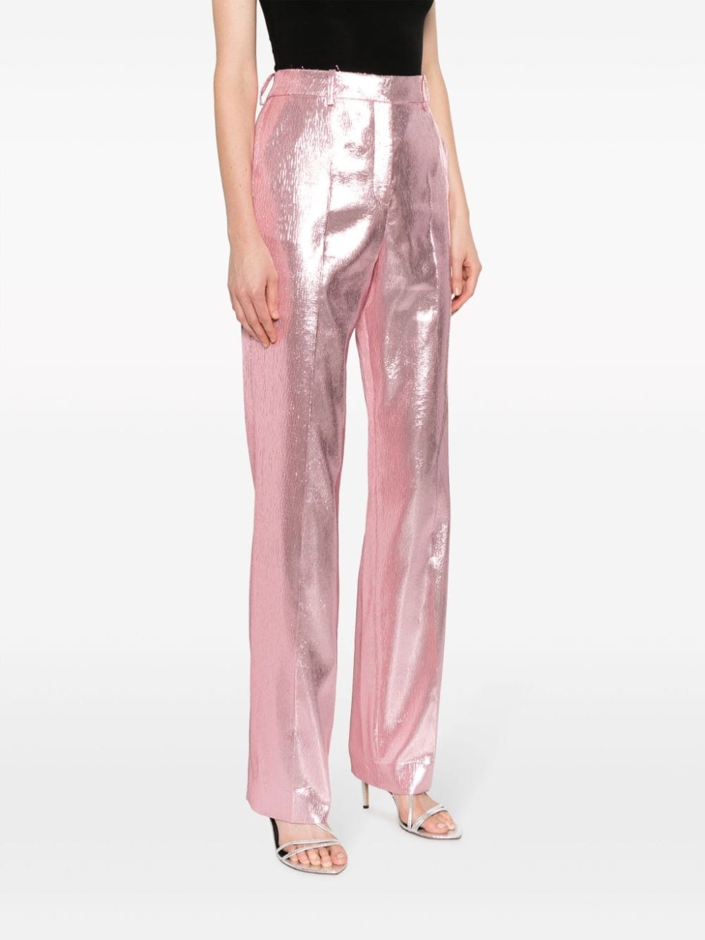 metallic-effect tailored trousers - 3