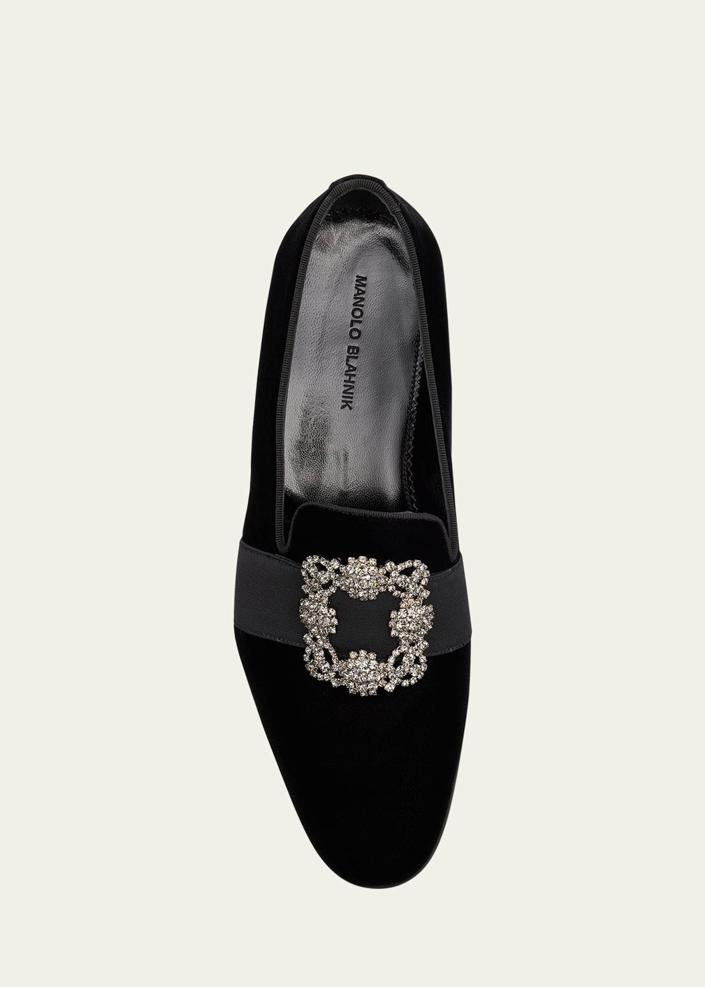 Men's Crystal Buckle Suede Loafers - 5