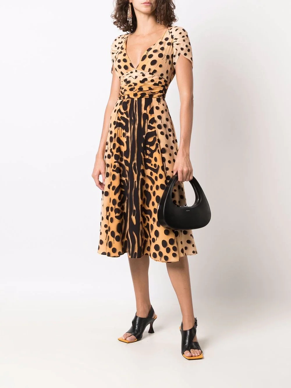 graffiti animal-print flared midi dress - 2