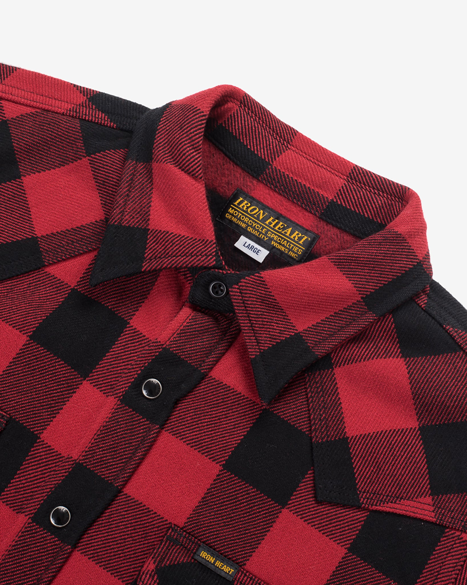 IHSH-232-RED Ultra Heavy Flannel Buffalo Check Western Shirt - Red/Black - 12