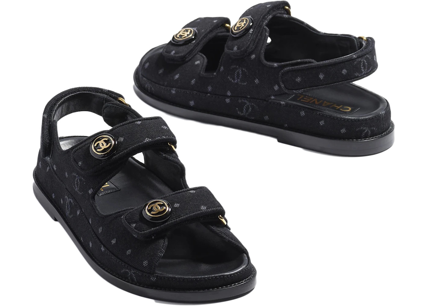 Chanel Printed Sandal Black Denim - 2
